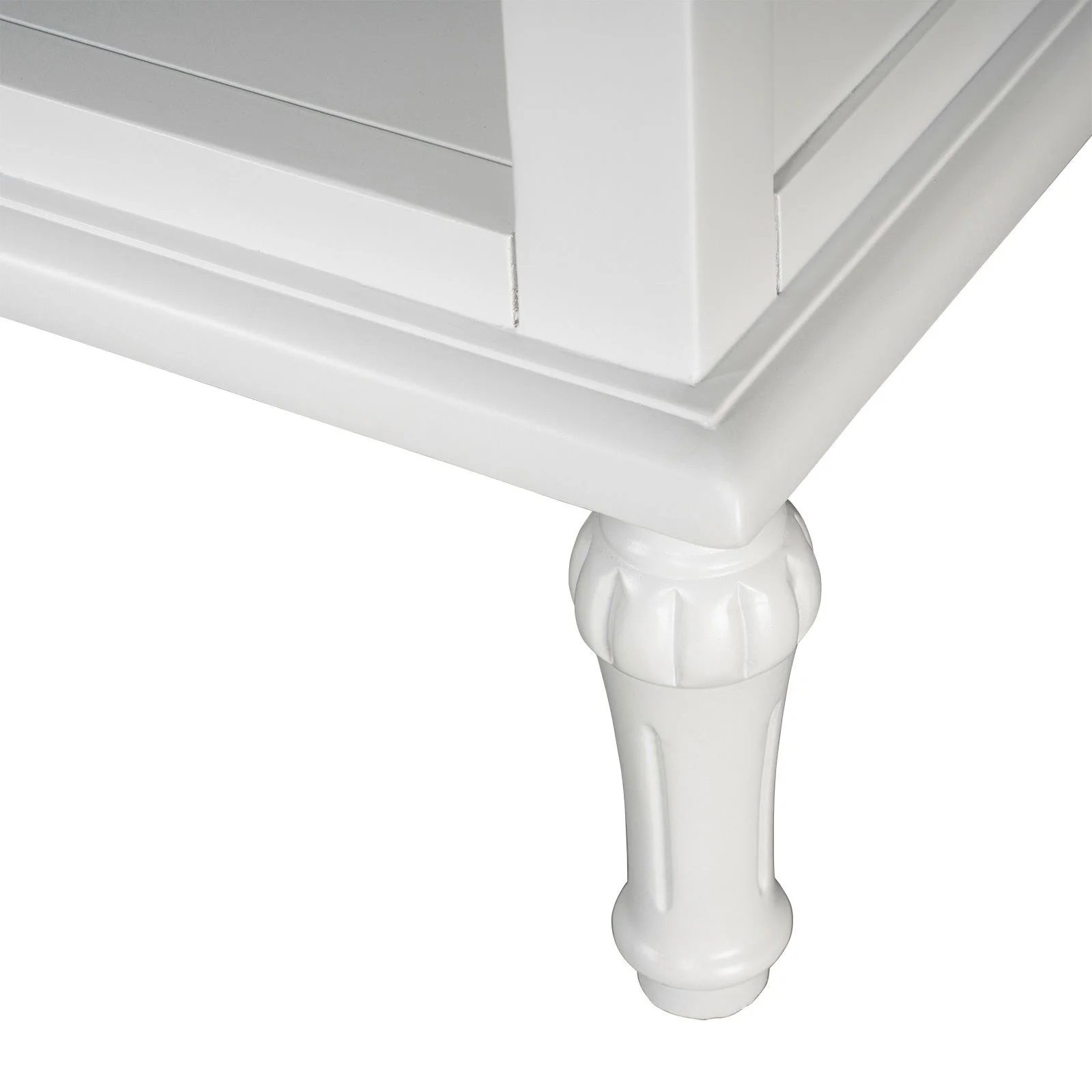 New England Hamptons Bedside/ Lamp Table – 2 Drawers & Open Shelf and Dentil Molding Design - Image 24