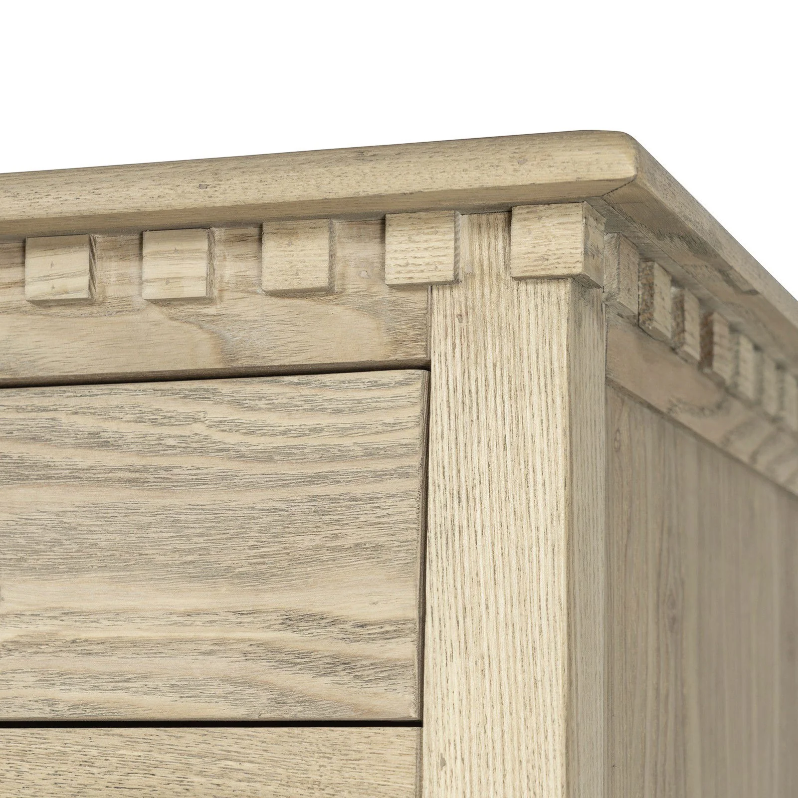 New England Hamptons Bedside/ Lamp Table – 2 Drawers & Open Shelf and Dentil Molding Design - Image 33