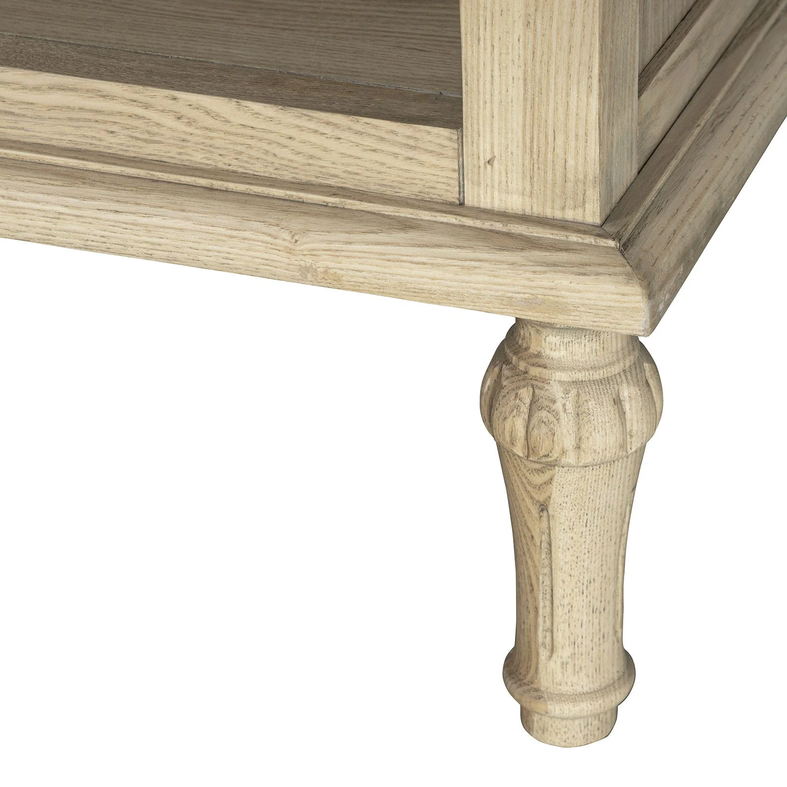 New England Hamptons Bedside/ Lamp Table – 2 Drawers & Open Shelf and Dentil Molding Design - Image 37
