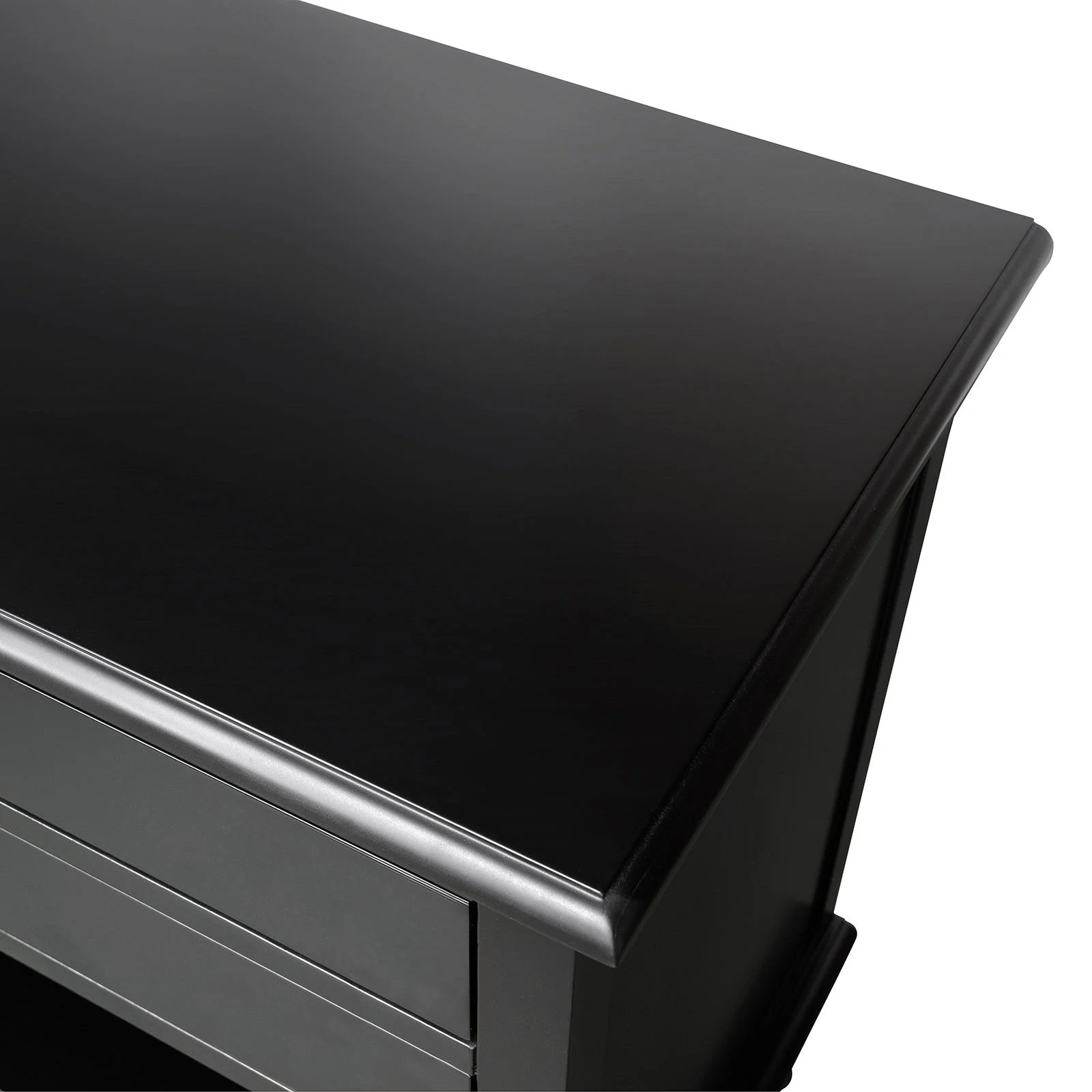 New England Hamptons Bedside/ Lamp Table – 2 Drawers & Open Shelf and Dentil Molding Design - Image 6