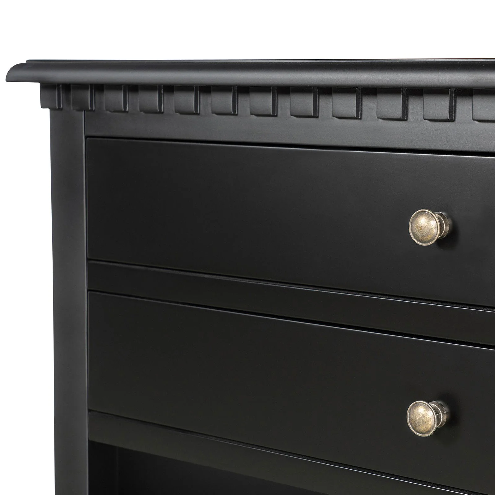 New England Hamptons Bedside/ Lamp Table – 2 Drawers & Open Shelf and Dentil Molding Design - Image 8