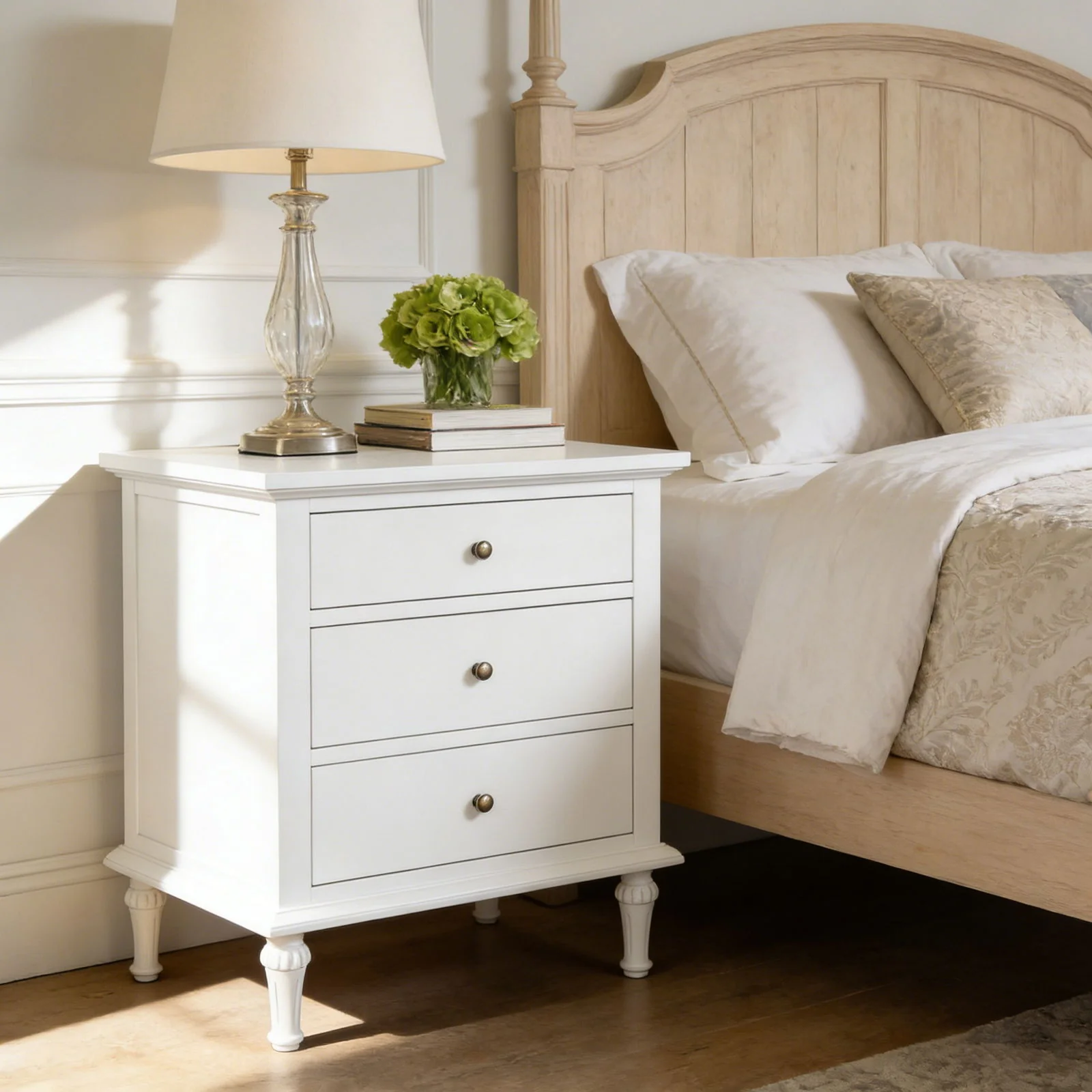 Hamptons Heritage 3 Drawer Bedside Lamp Table - Image 28
