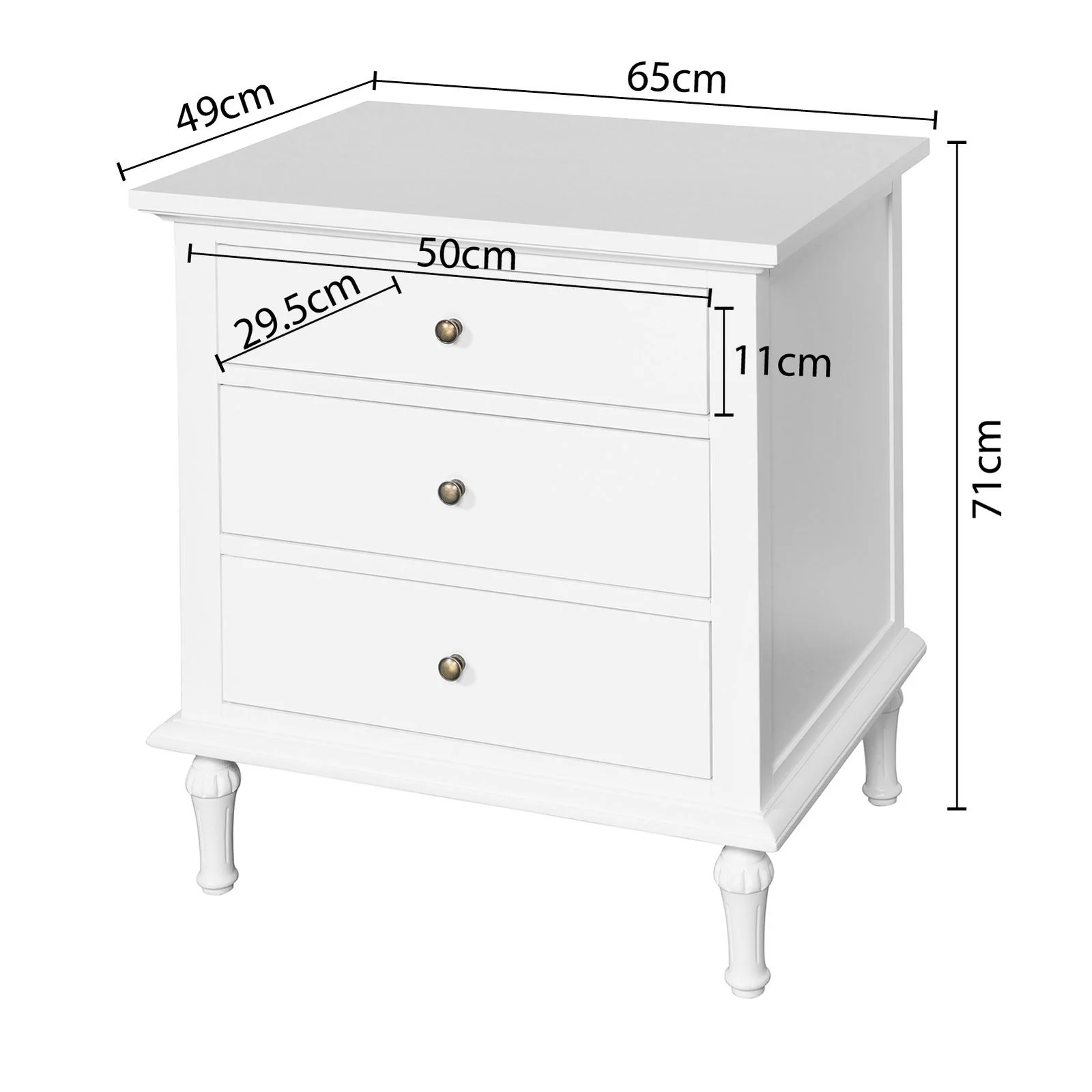 Hamptons Heritage 3 Drawer Bedside Lamp Table - Image 44