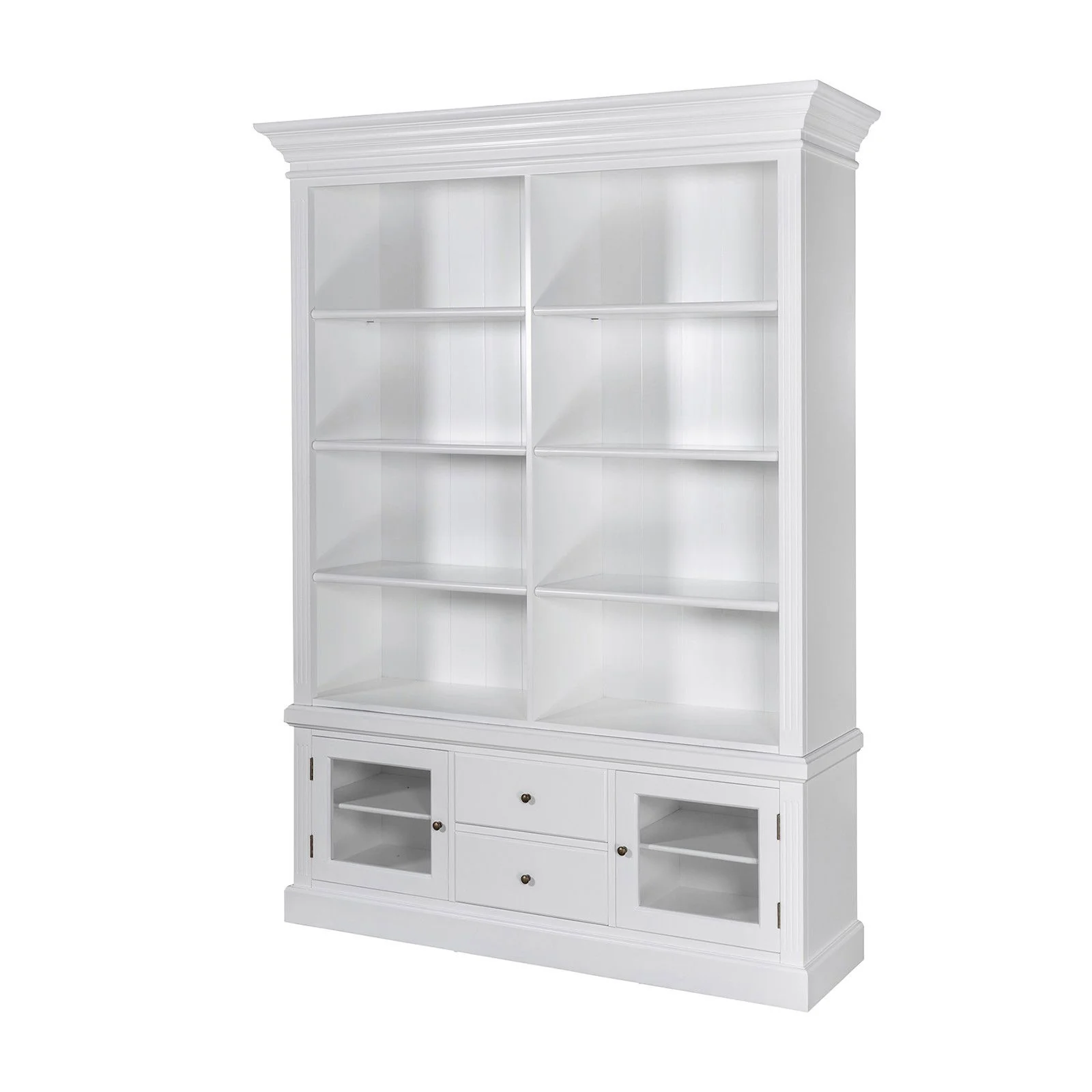 Hamptons Library Display Bookcase Cabinet with 2 Drawer - Image 3