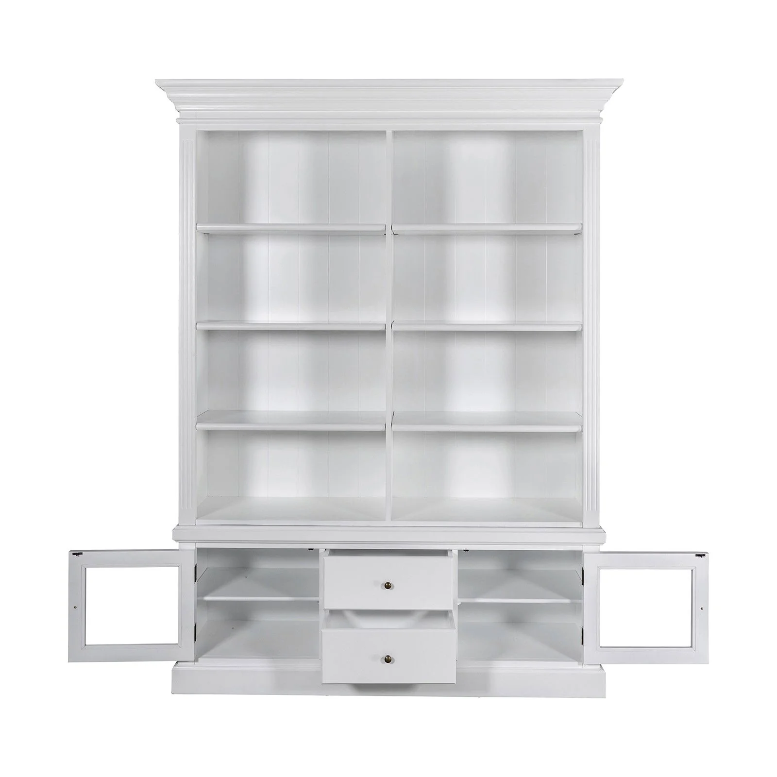 Hamptons Library Display Bookcase Cabinet with 2 Drawer - Image 4