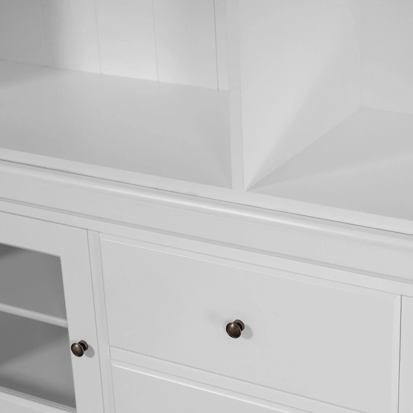 Hamptons Library Display Bookcase Cabinet with 2 Drawer - Image 8