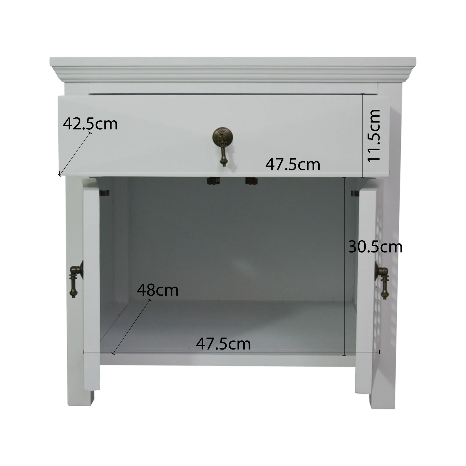 Hamptons Louvre 1 Drawer Bedside Table - Image 14