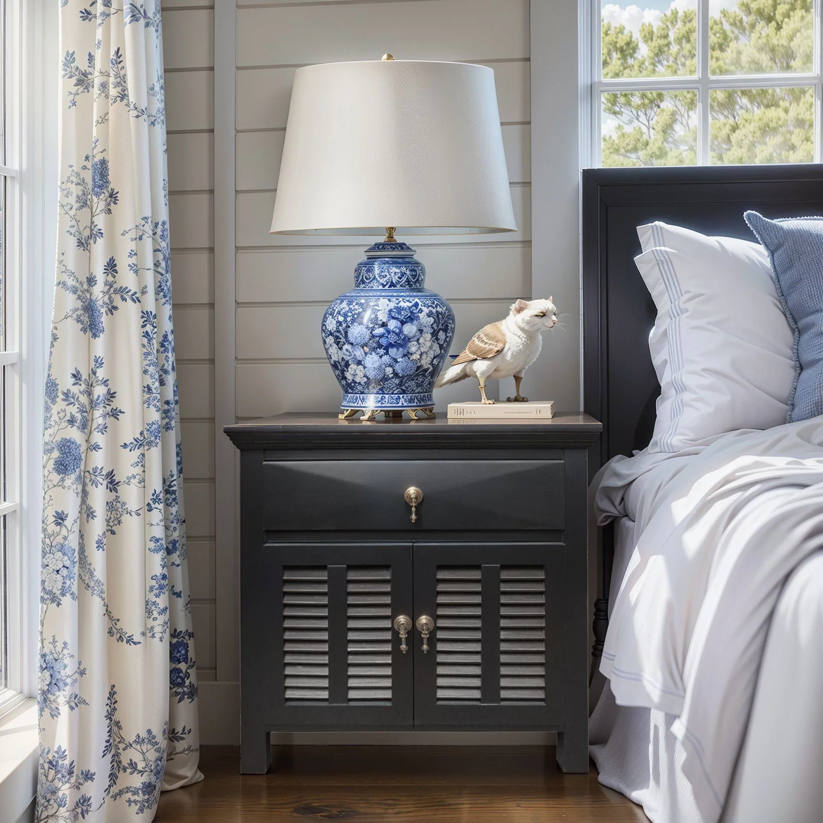 Hamptons Louvre 1 Drawer Bedside Table - Image 16