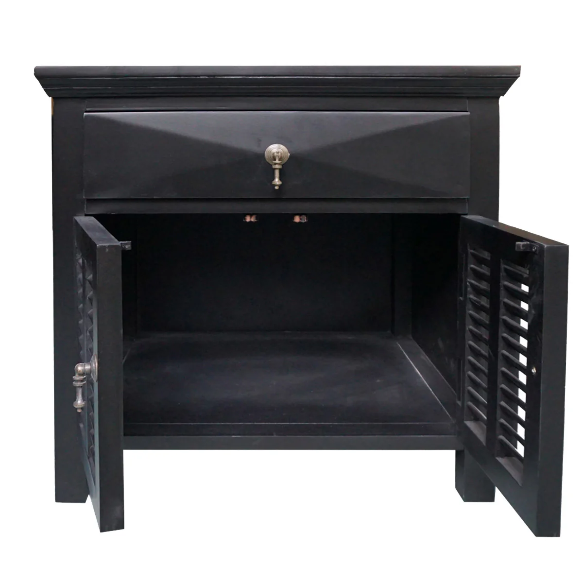 Hamptons Louvre 1 Drawer Bedside Table - Image 19