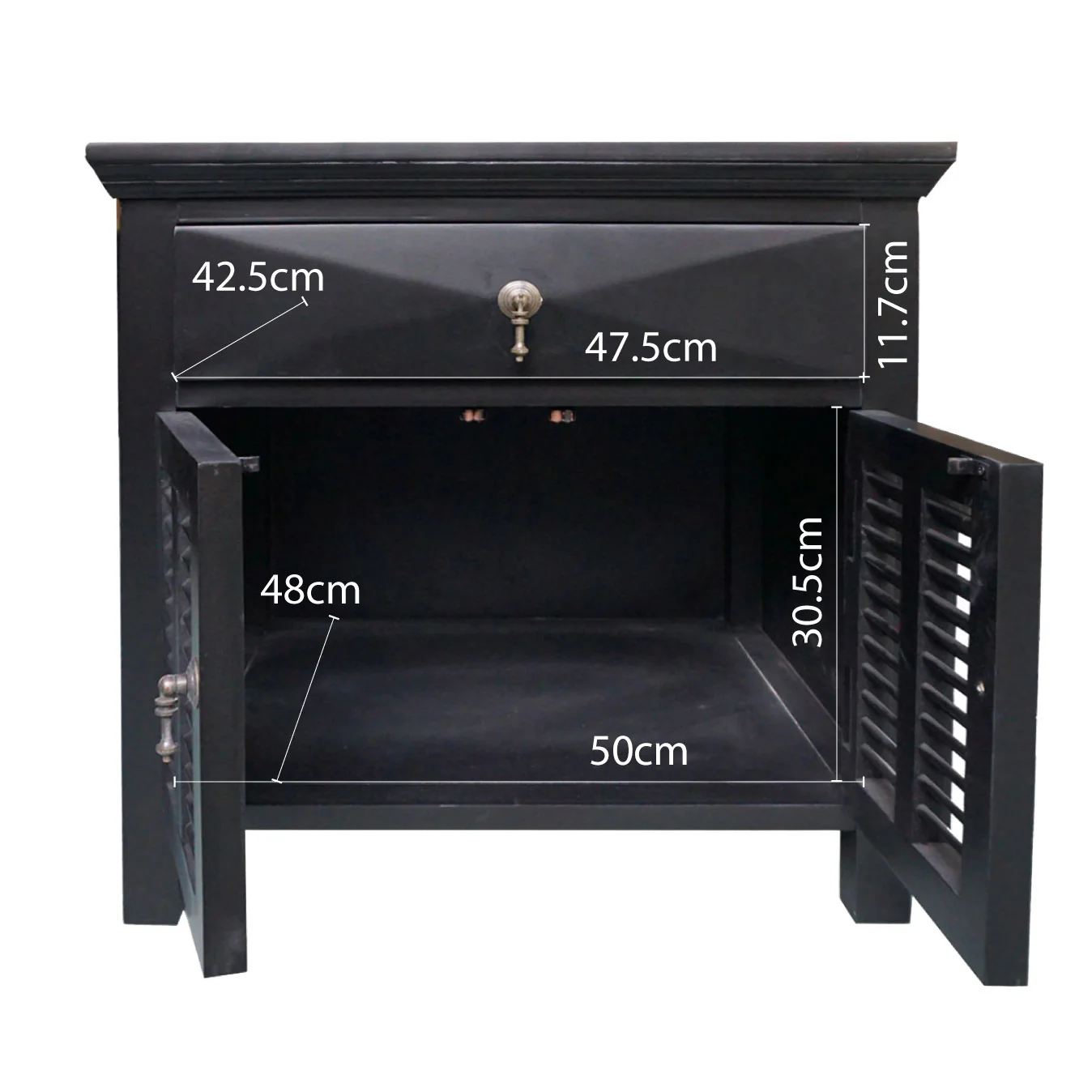 Hamptons Louvre 1 Drawer Bedside Table - Image 22