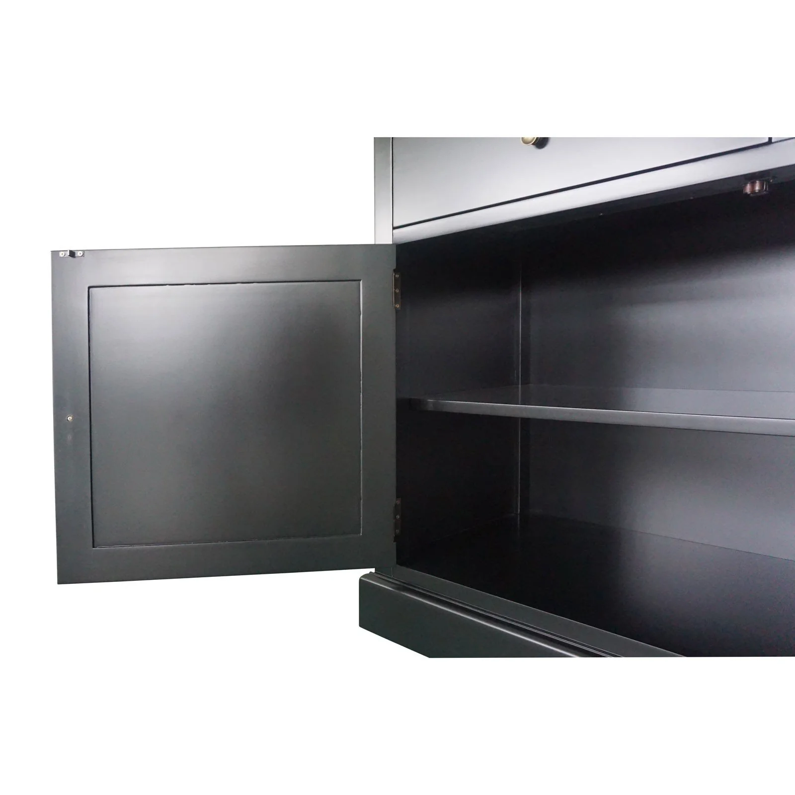 Hamptons Louvre 2 Glass Door Hutch Display and Buffet Cabinet Bookcase Cupboard - Image 7