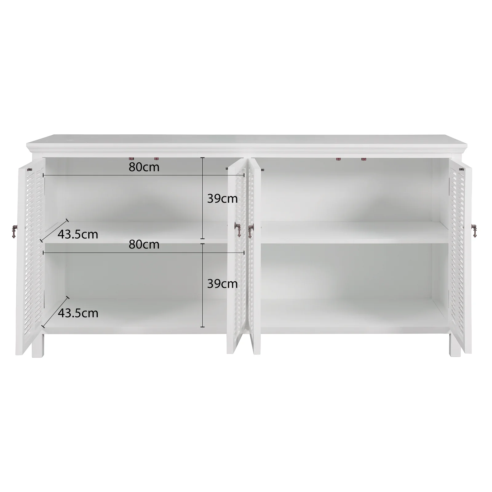Hamptons Louvre 4 Door Hallway Sideboard Buffet Cabinet - Image 10