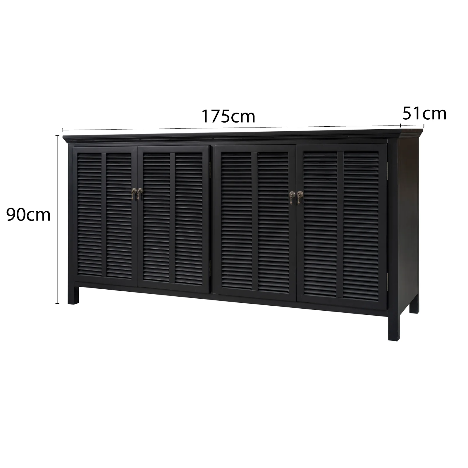 Hamptons Louvre 4 Door Hallway Sideboard Buffet Cabinet - Image 26