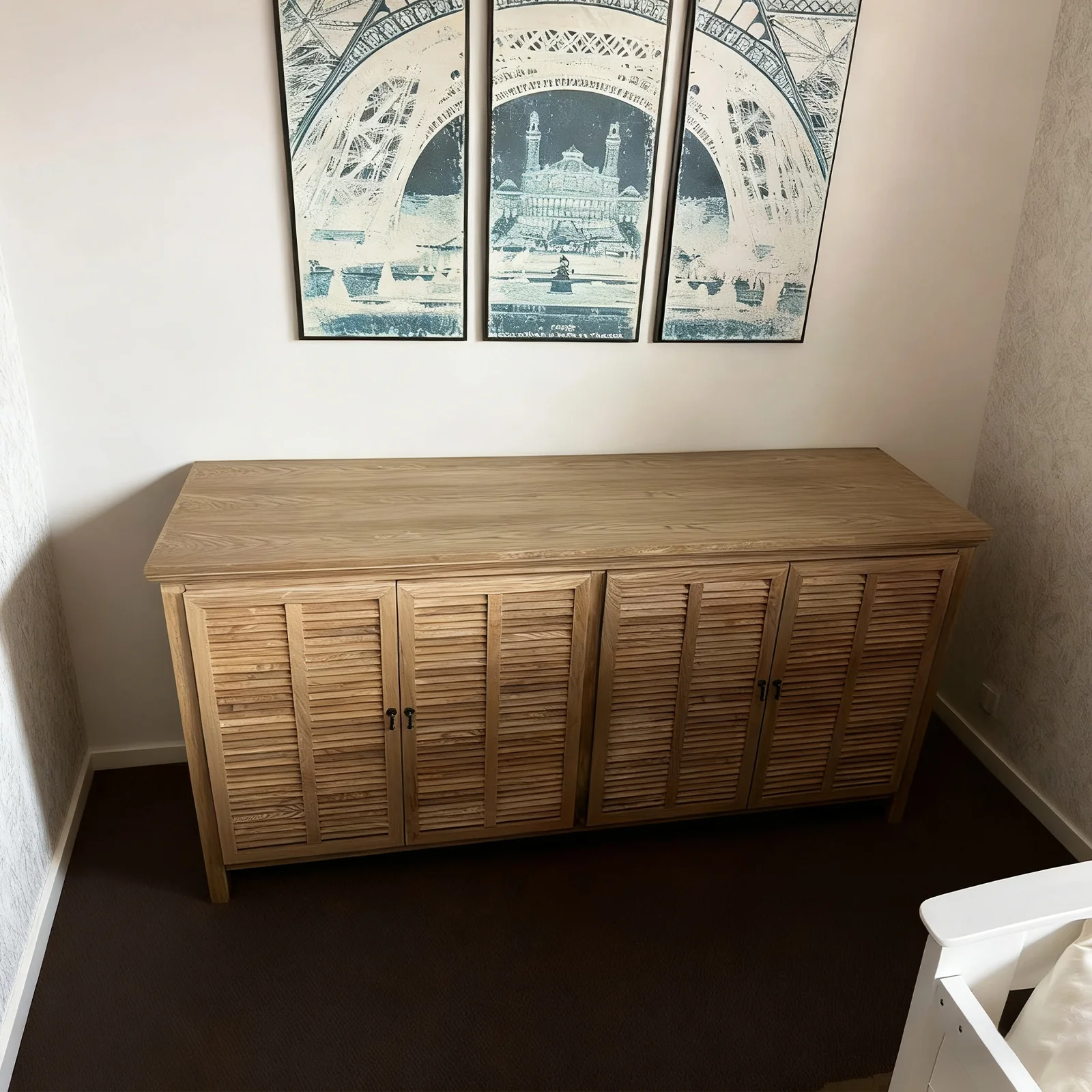 Hamptons Louvre 4 Door Hallway Sideboard Buffet Cabinet - Image 43