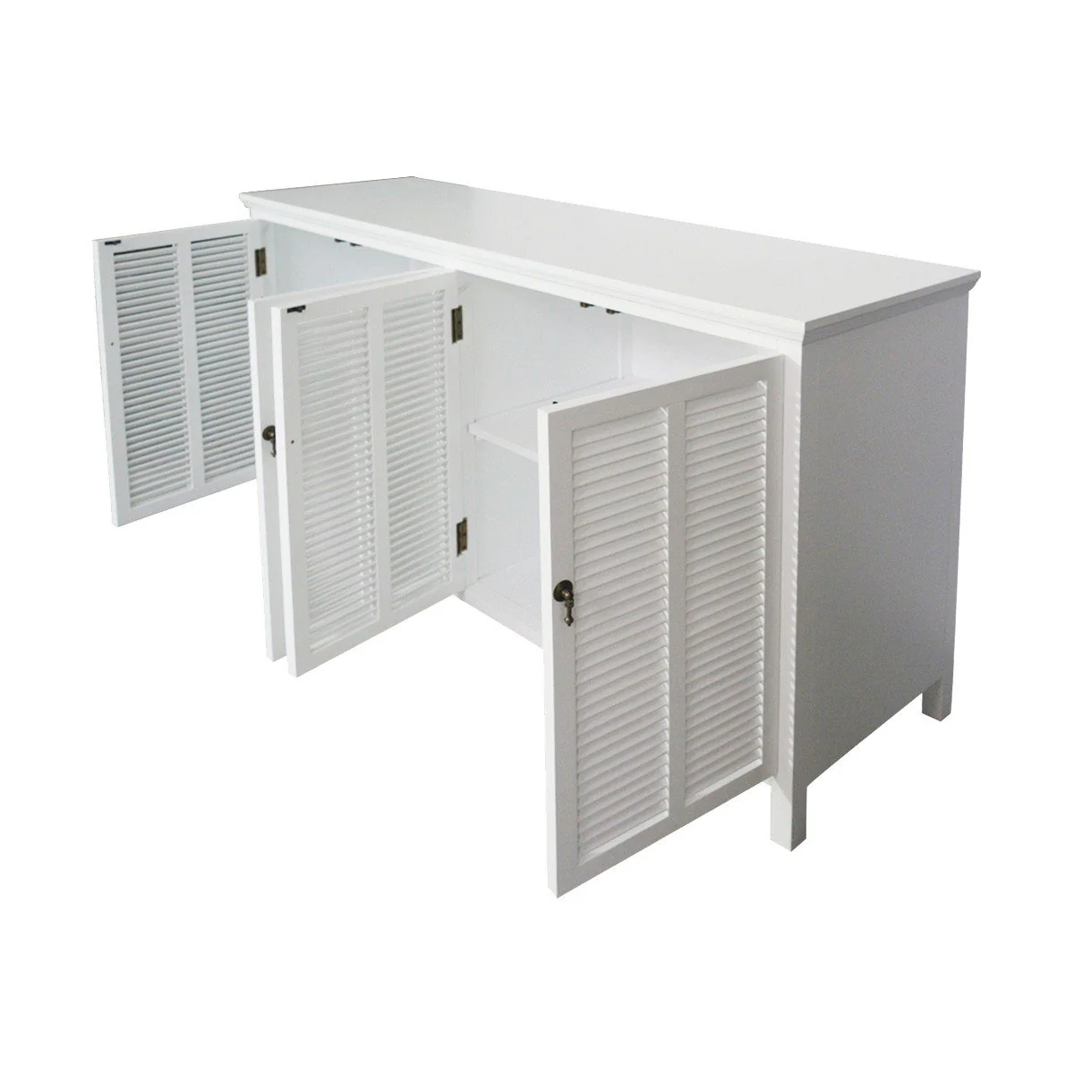 Hamptons Louvre 4 Door Hallway Sideboard Buffet Cabinet - Image 5