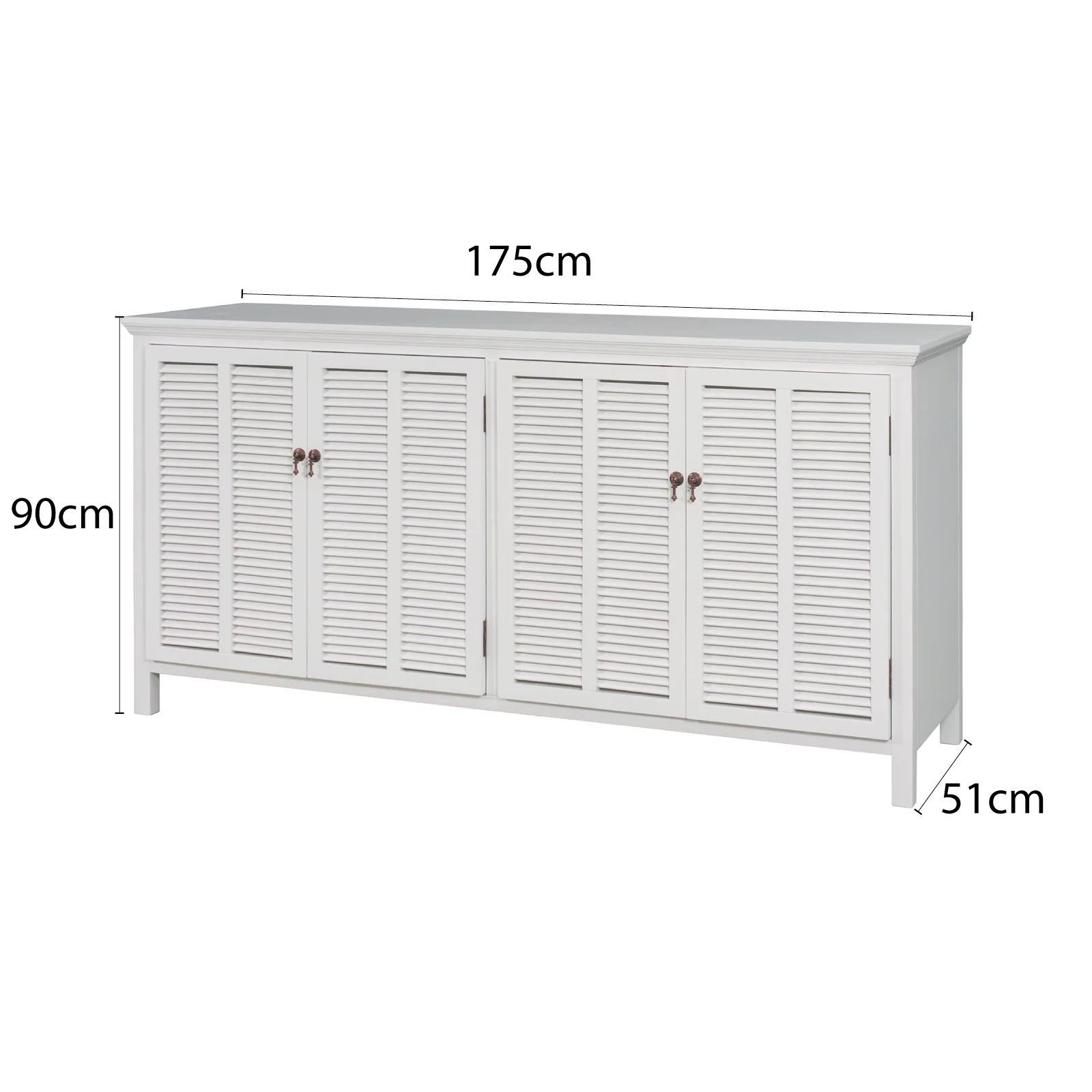 Hamptons Louvre 4 Door Hallway Sideboard Buffet Cabinet - Image 9