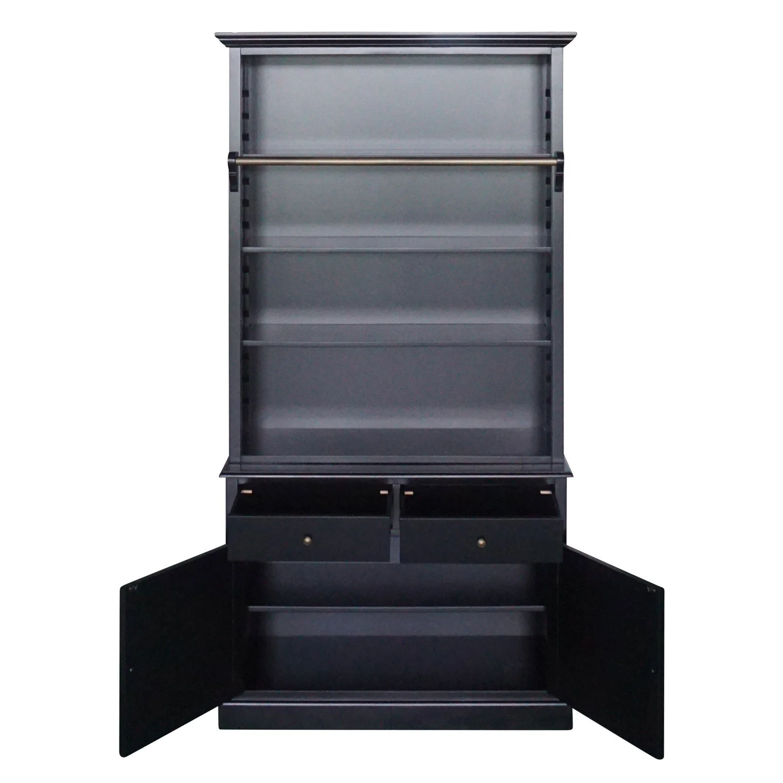 Hamptons Louvre Single Hutch Open Bookcase Buffet Cabinet with Ladder - Image 22