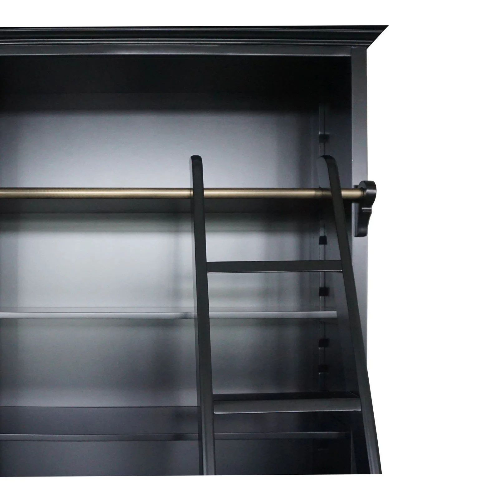 Hamptons Louvre Single Hutch Open Bookcase Buffet Cabinet with Ladder - Image 26