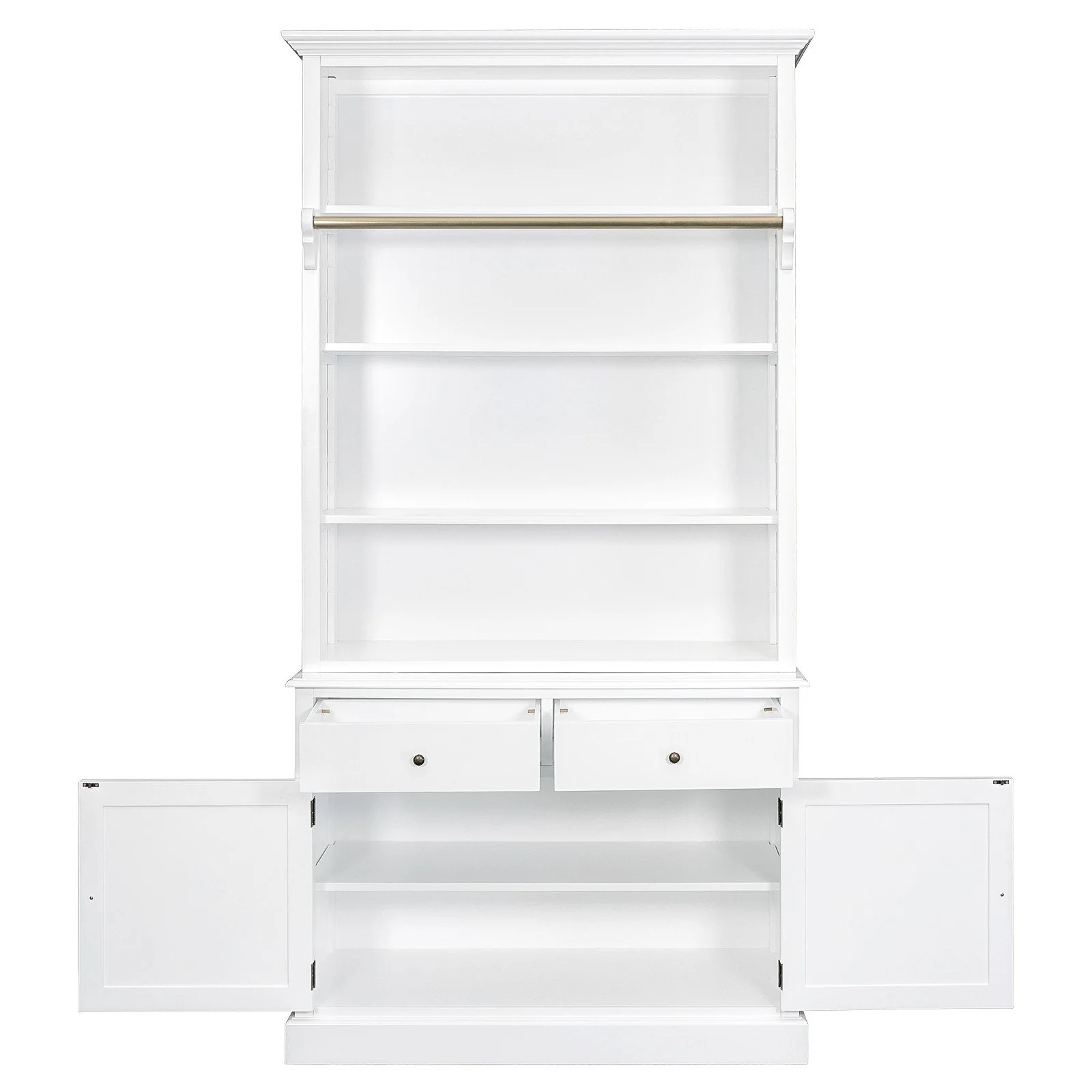 Hamptons Louvre Single Hutch Open Bookcase Buffet Cabinet with Ladder - Image 5