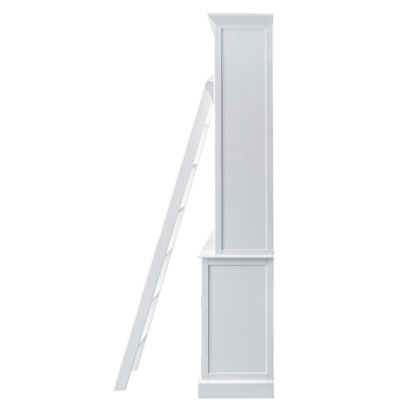 Hamptons Louvre Single Hutch Open Bookcase Buffet Cabinet with Ladder - Image 6