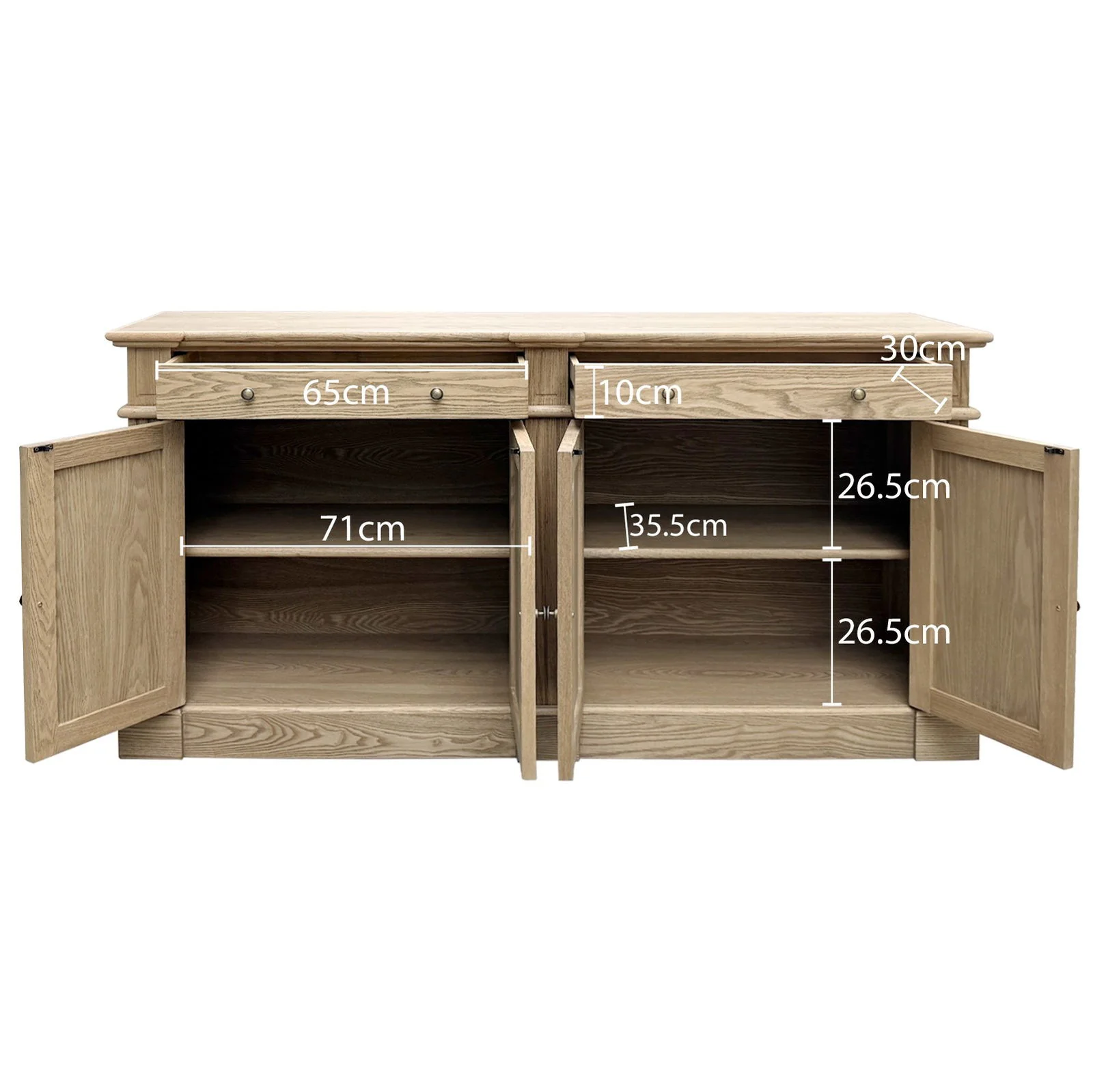 Harbourline Classic Hamptons Panelled Sideboard Buffet & Console Cabinet with 4 Doors & 2 Drawers - Image 20