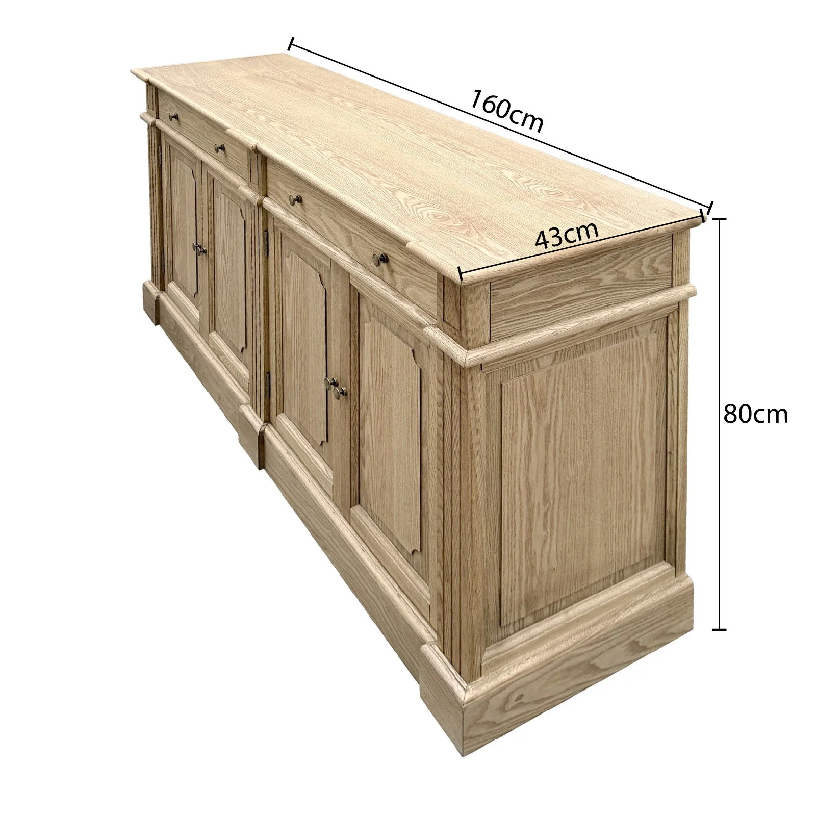 Harbourline Classic Hamptons Panelled Sideboard Buffet & Console Cabinet with 4 Doors & 2 Drawers - Image 24