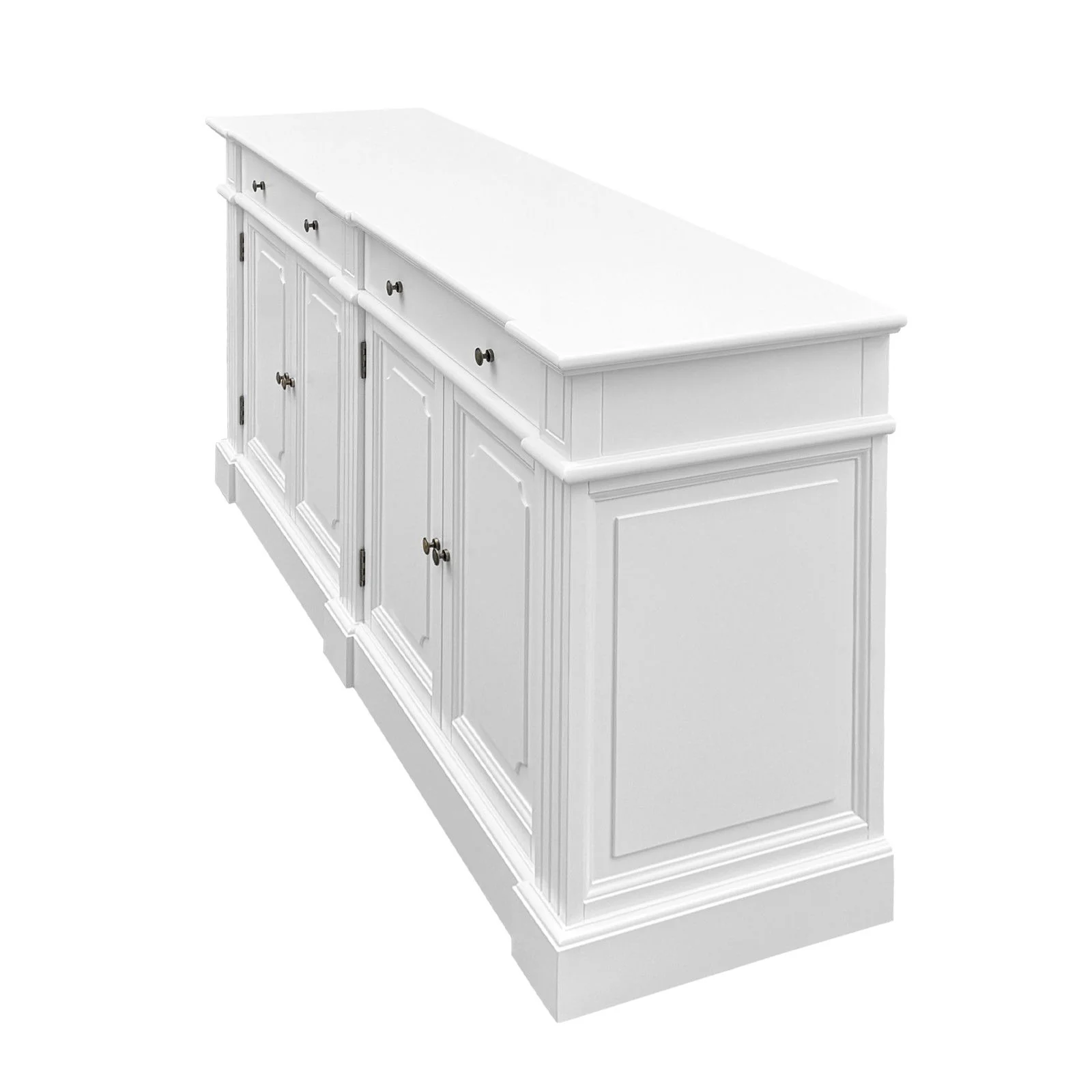 Harbourline Classic Hamptons Panelled Sideboard Buffet & Console Cabinet with 4 Doors & 2 Drawers - Image 4
