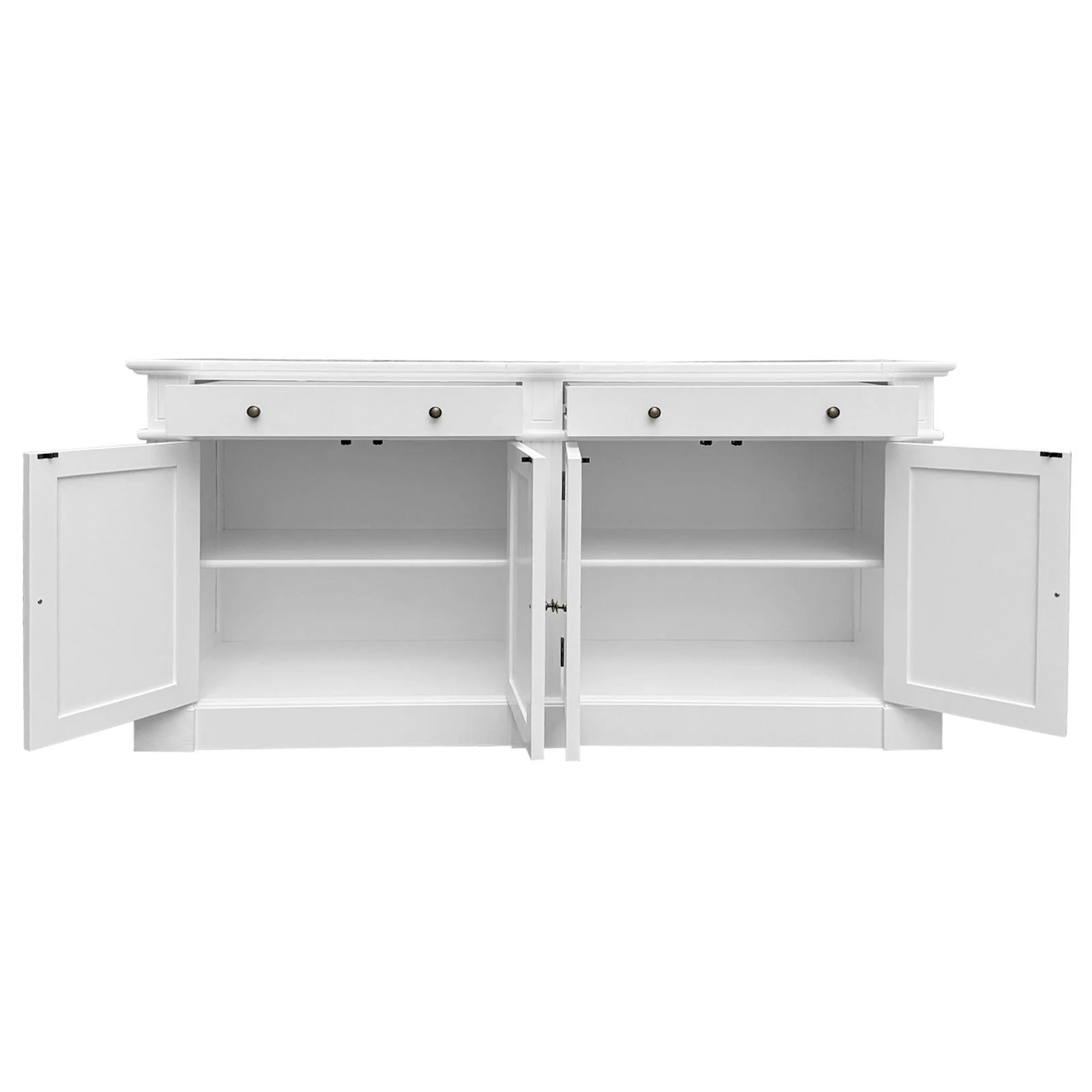 Harbourline Classic Hamptons Panelled Sideboard Buffet & Console Cabinet with 4 Doors & 2 Drawers - Image 6
