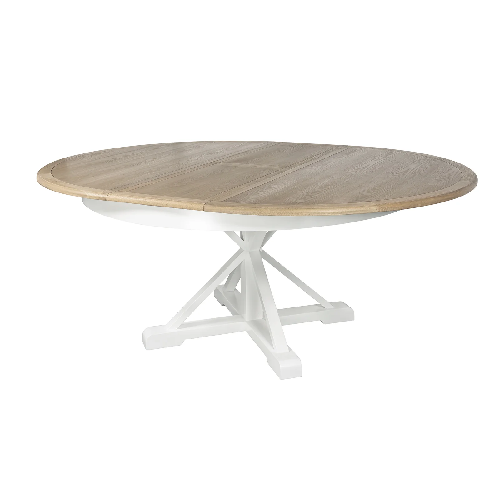 Hamptons Sorrento 150-190cm Round Extendable Trestle Dining Table - Image 10
