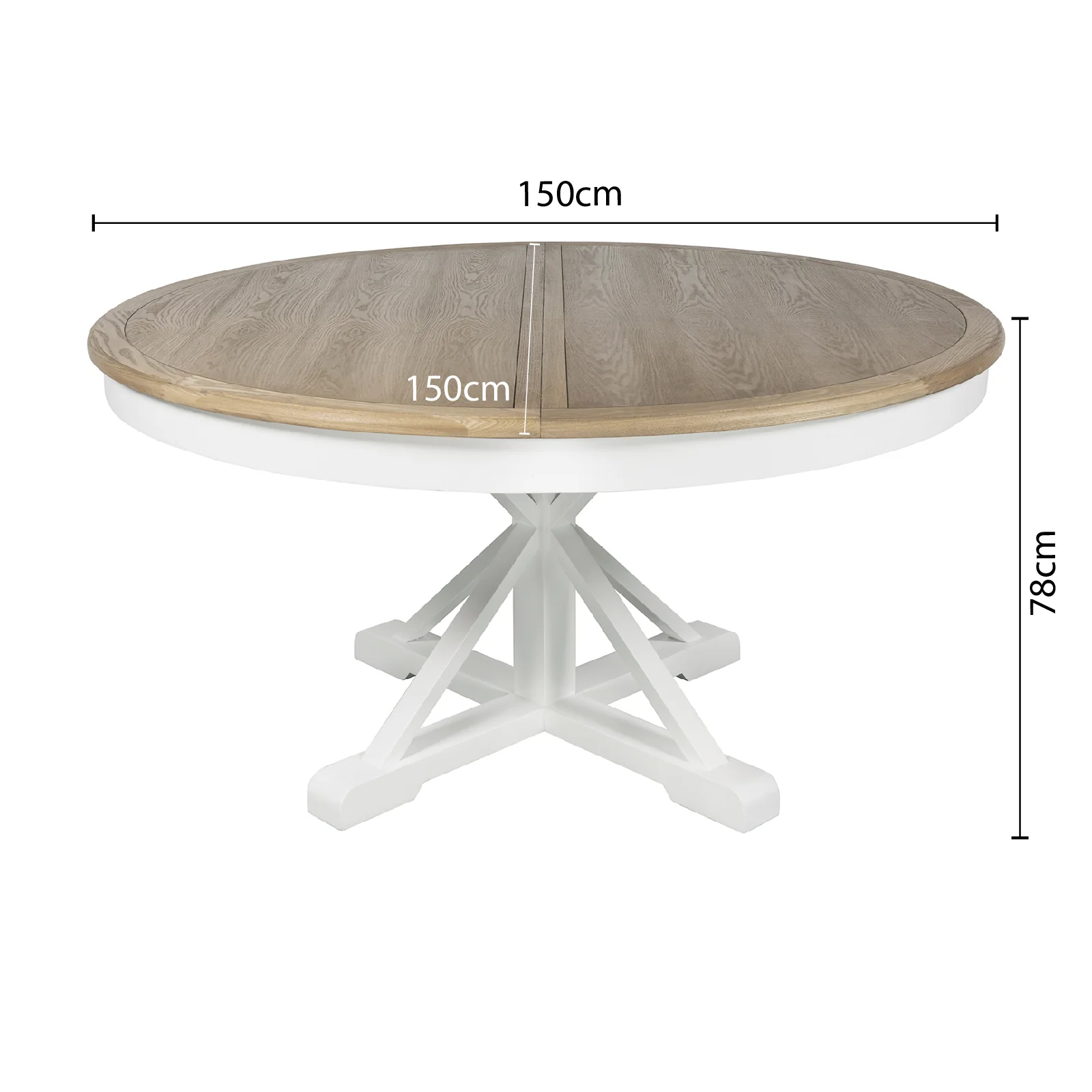 Hamptons Sorrento 150-190cm Round Extendable Trestle Dining Table - Image 19