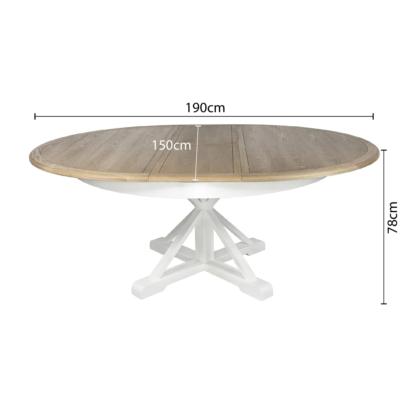 Hamptons Sorrento 150-190cm Round Extendable Trestle Dining Table - Image 20