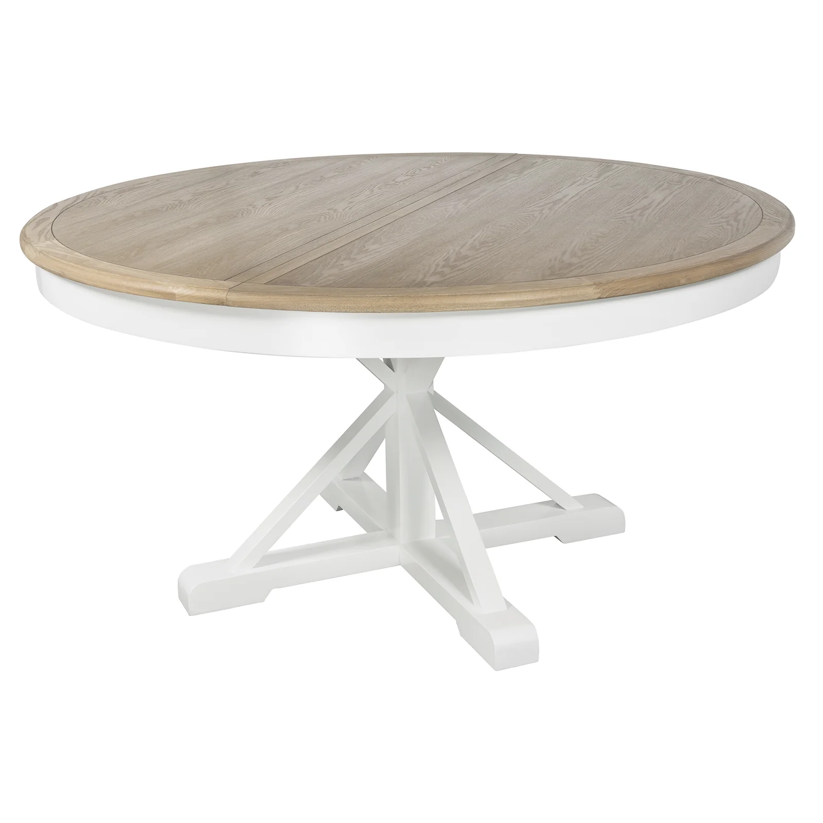 Hamptons Sorrento 150-190cm Round Extendable Trestle Dining Table - Image 4