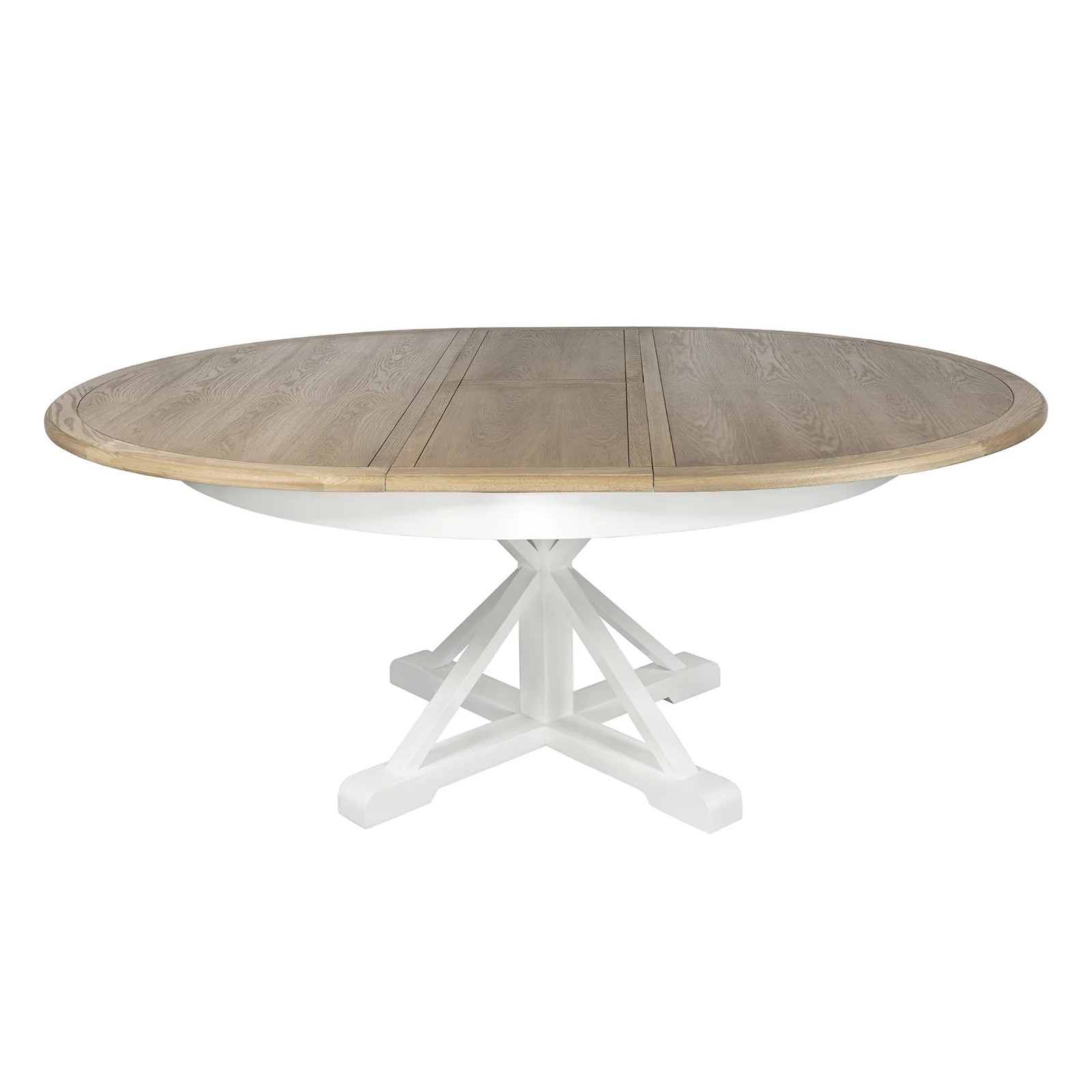 Hamptons Sorrento 150-190cm Round Extendable Trestle Dining Table - Image 9