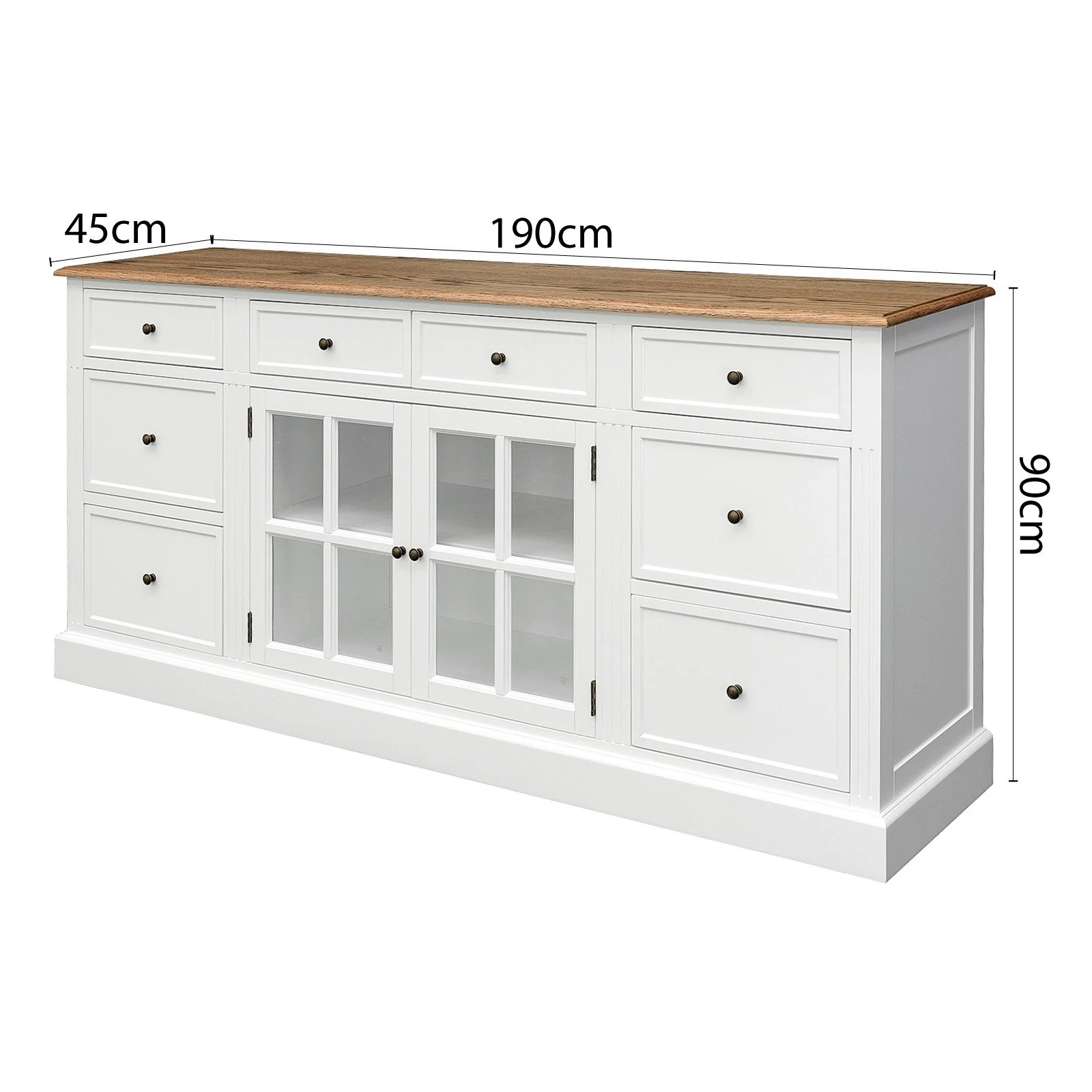 Hamptons Sorrento 2 Glass Door Sideboard Buffet - Image 12