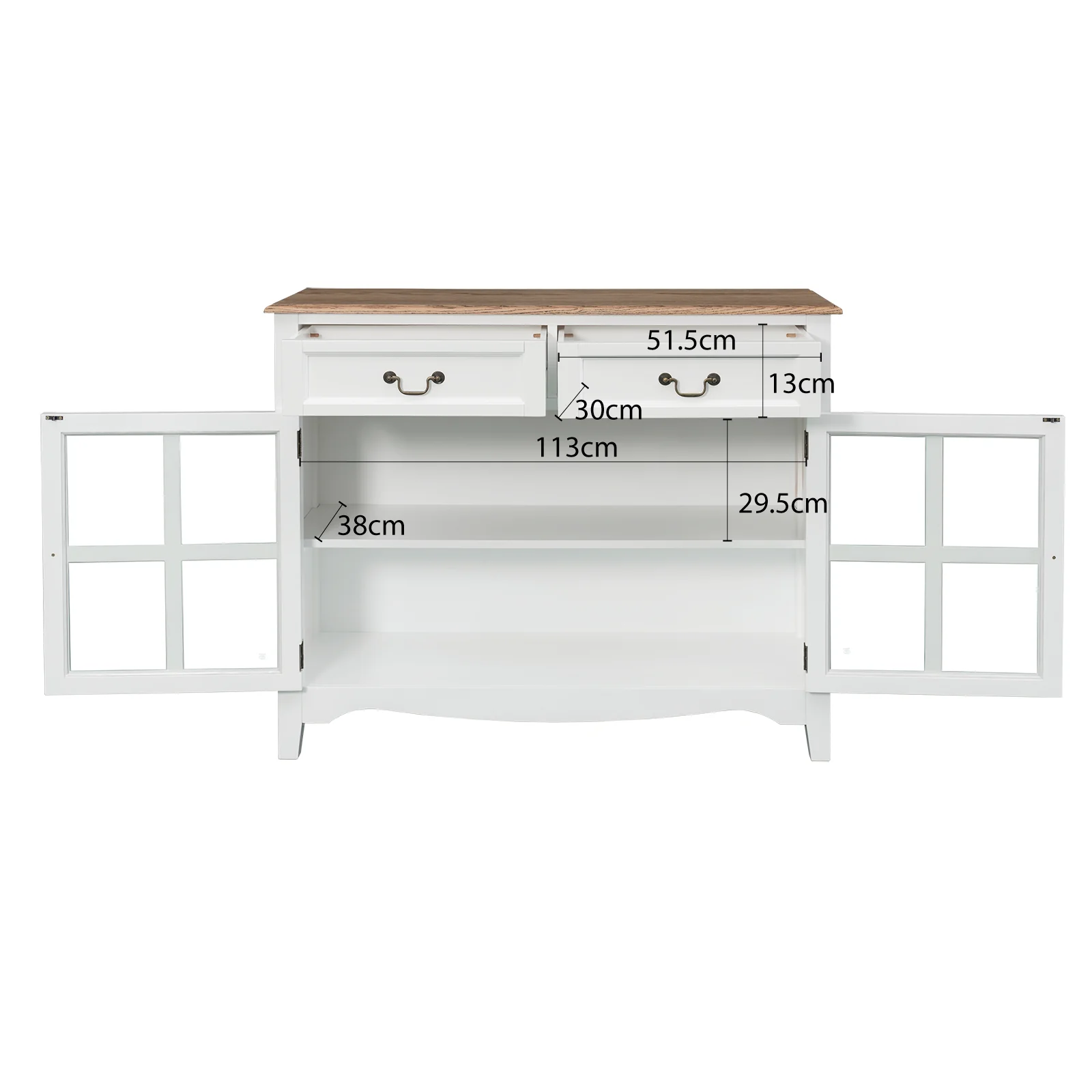 Hamptons Sorrento 2 Glass Door Small Sideboard Buffet - Image 24