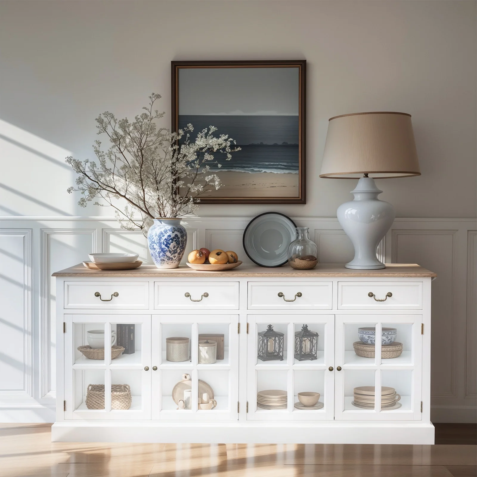 Hamptons Sorrento 4 Glass Door Sideboard Buffet - Image 12