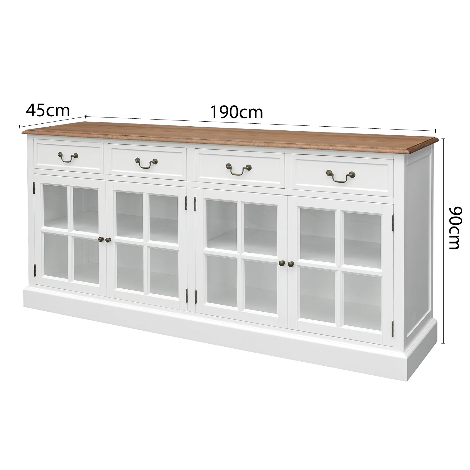 Hamptons Sorrento 4 Glass Door Sideboard Buffet - Image 25
