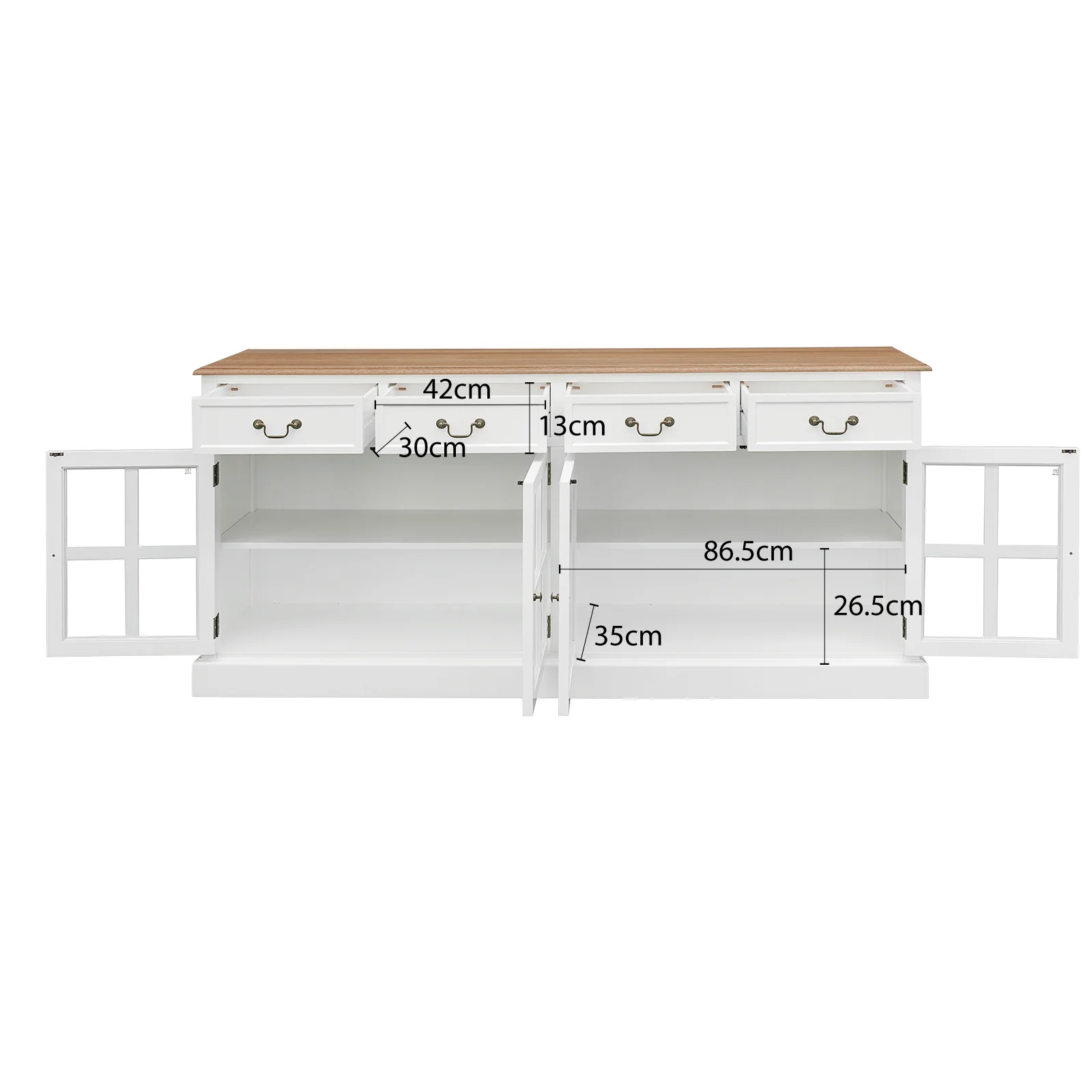 Hamptons Sorrento 4 Glass Door Sideboard Buffet - Image 26