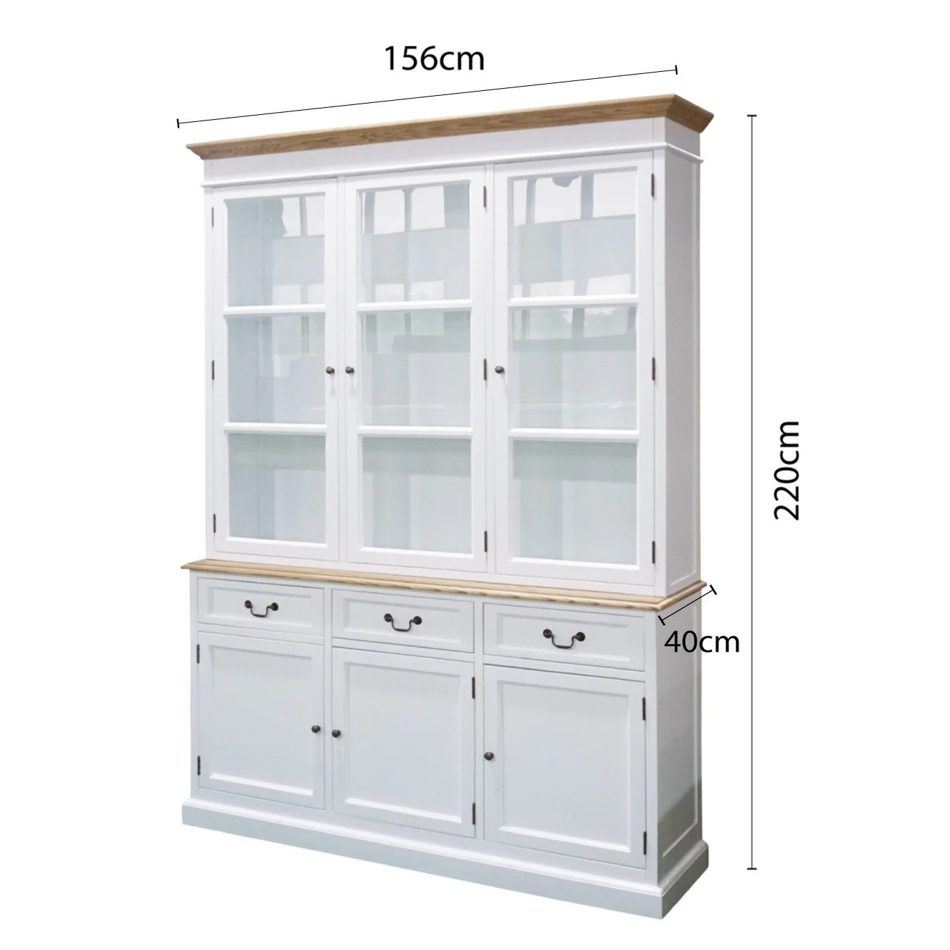 Hamptons Sorrento Buffet and Hutch Glass Display Bookcase - Image 11