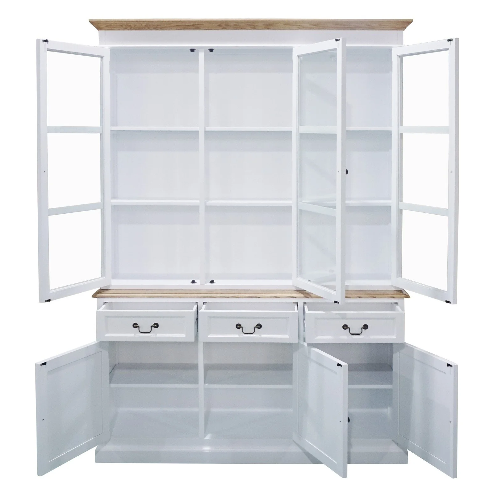 Hamptons Sorrento Buffet and Hutch Glass Display Bookcase - Image 13
