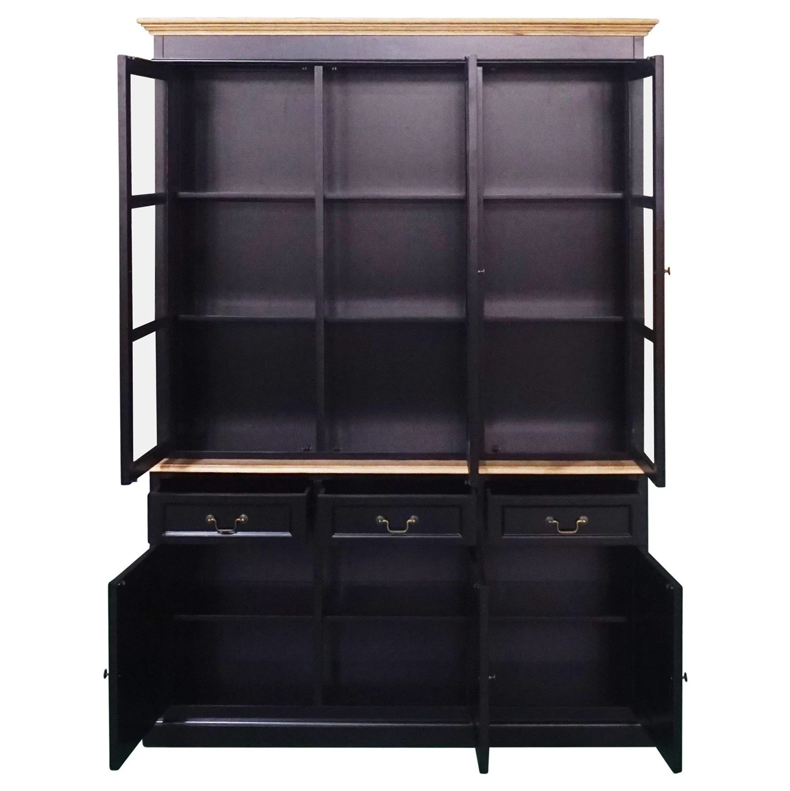 Hamptons Sorrento Buffet and Hutch Glass Display Bookcase - Image 16