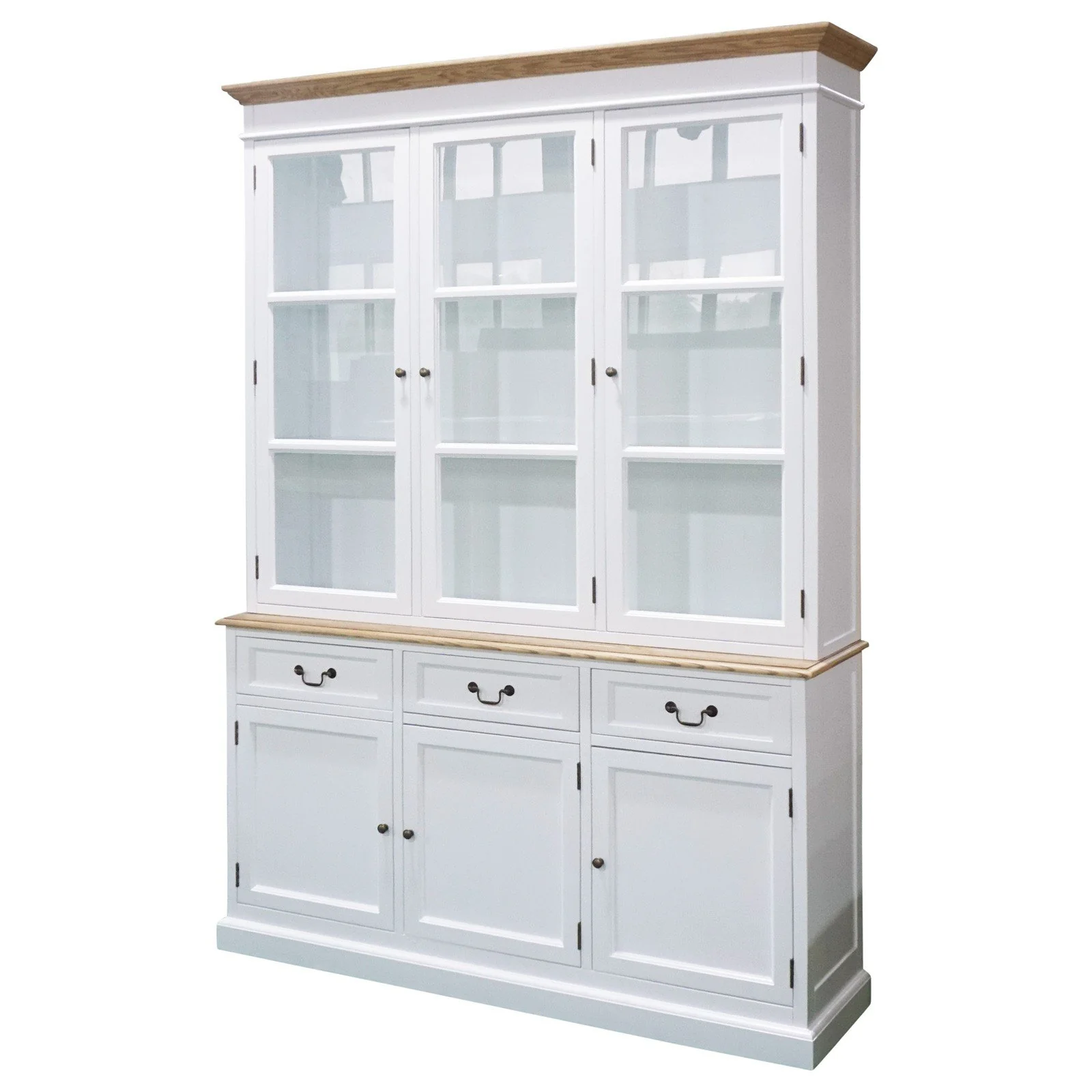 Hamptons Sorrento Buffet and Hutch Glass Display Bookcase - Image 3