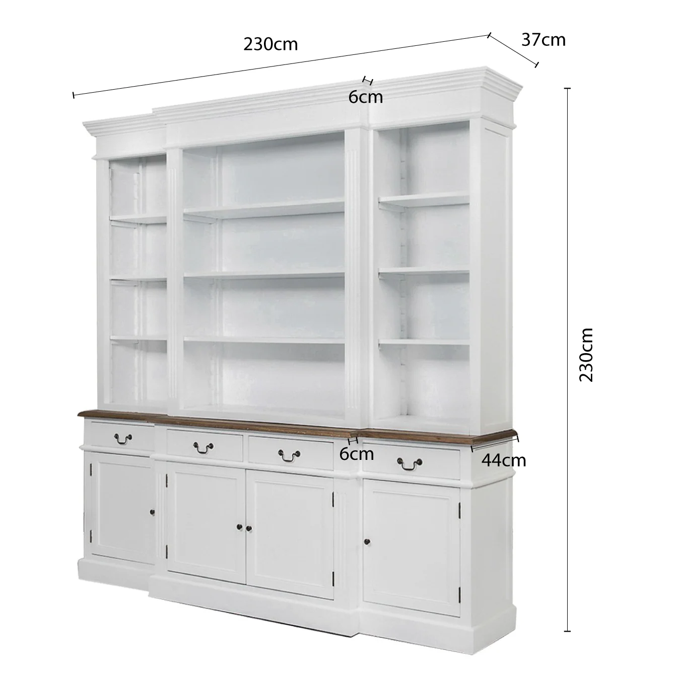 Hamptons Sorrento Buffet and Hutch Sideboard Bookcase Cabinet - Image 14