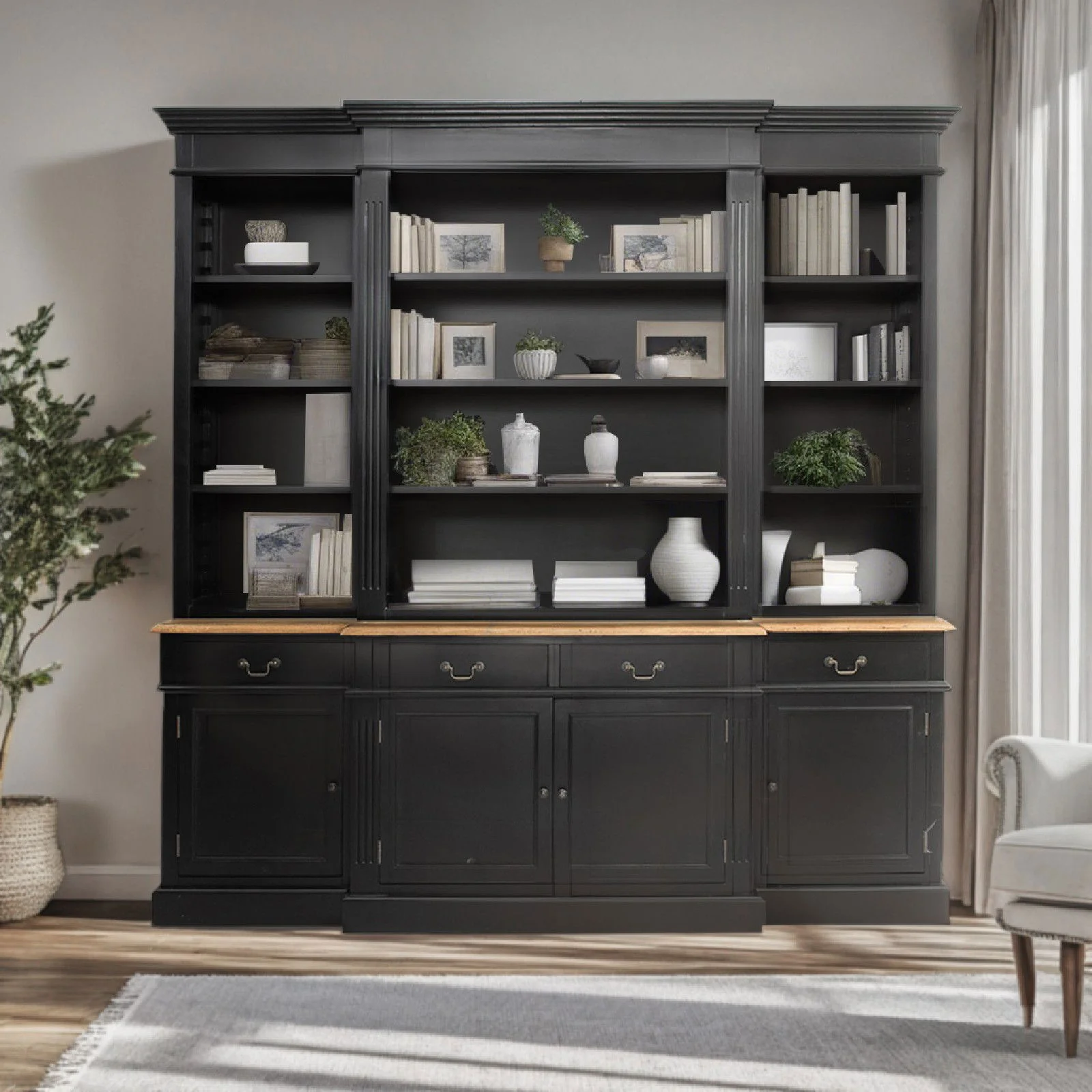 Hamptons Sorrento Buffet and Hutch Sideboard Bookcase Cabinet - Image 15