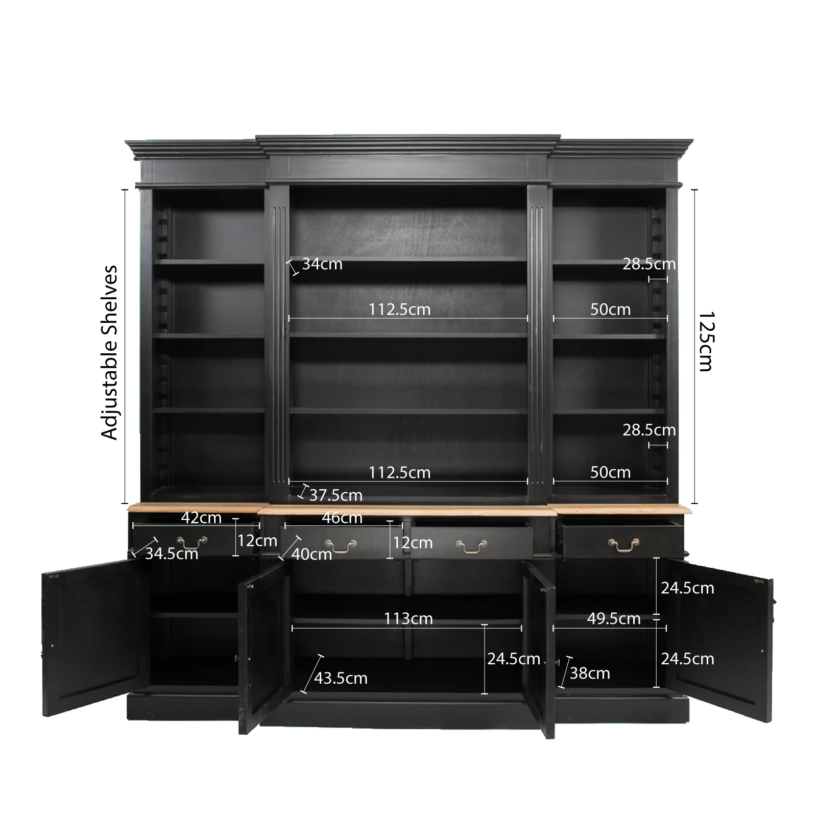Hamptons Sorrento Buffet and Hutch Sideboard Bookcase Cabinet - Image 28