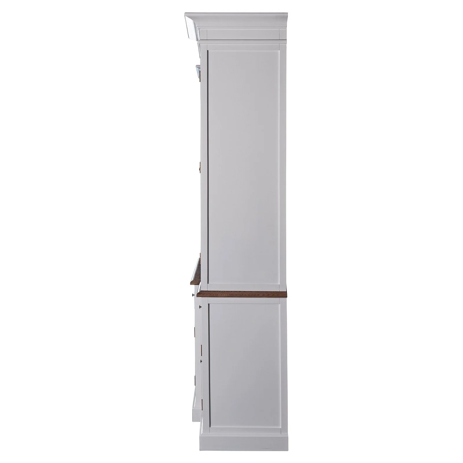 Hamptons Buffet & Hutch Glass Door Library Bookcase/ Display Cupboard with Oak Timber Top (Black/White) - Image 21