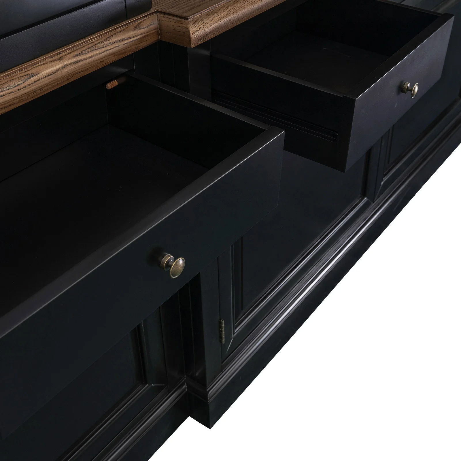 Hamptons Sorrento Buffet Sideboard Glass Hutch Open Bookcase - Image 14