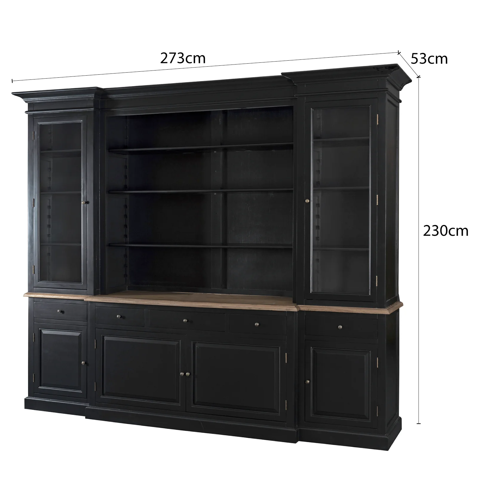 Hamptons Sorrento Buffet Sideboard Glass Hutch Open Bookcase - Image 16