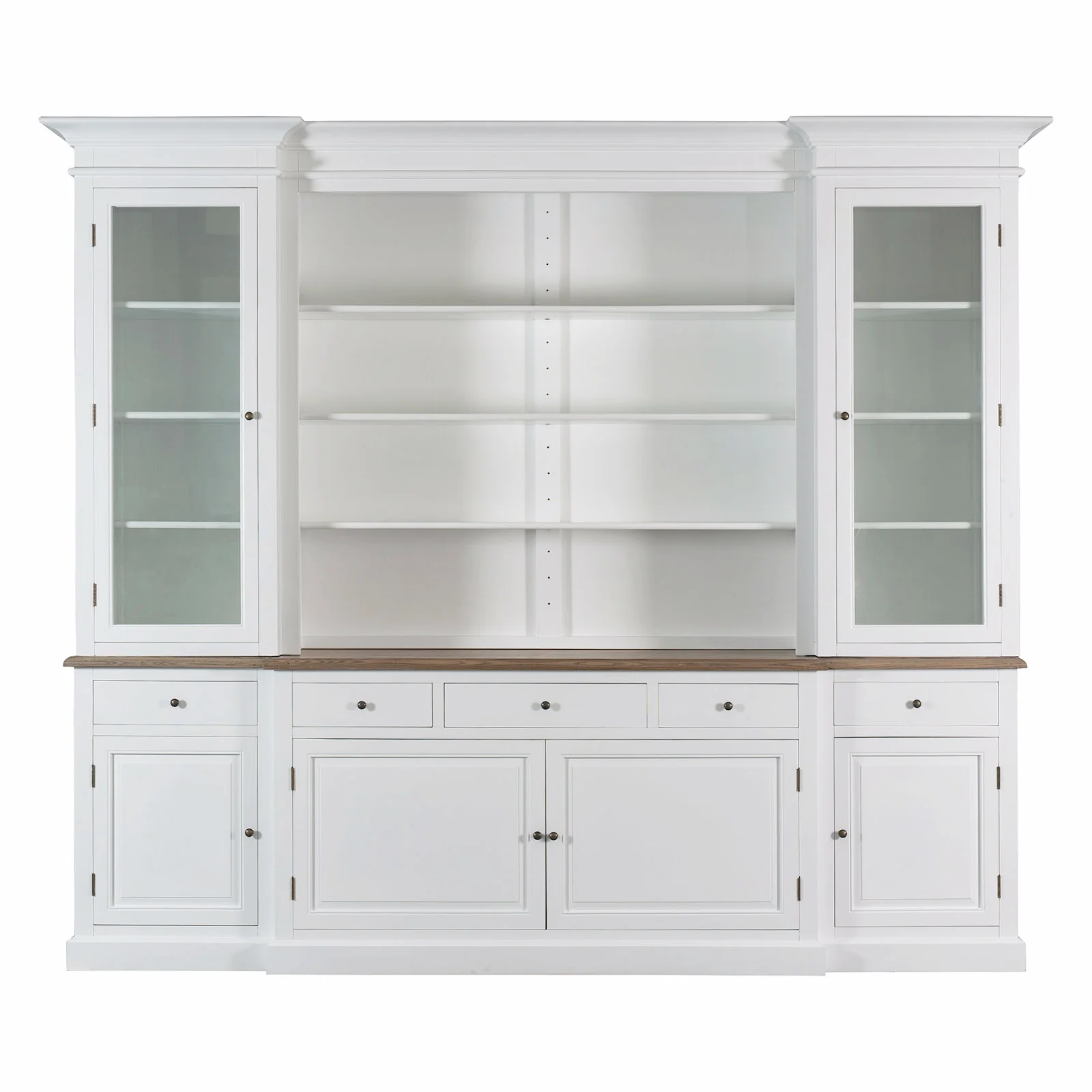 Hamptons Sorrento Buffet Sideboard Glass Hutch Open Bookcase - Image 19