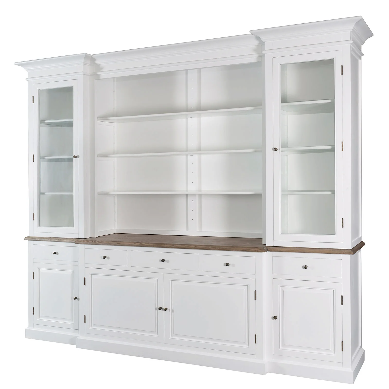 Hamptons Sorrento Buffet Sideboard Glass Hutch Open Bookcase - Image 20